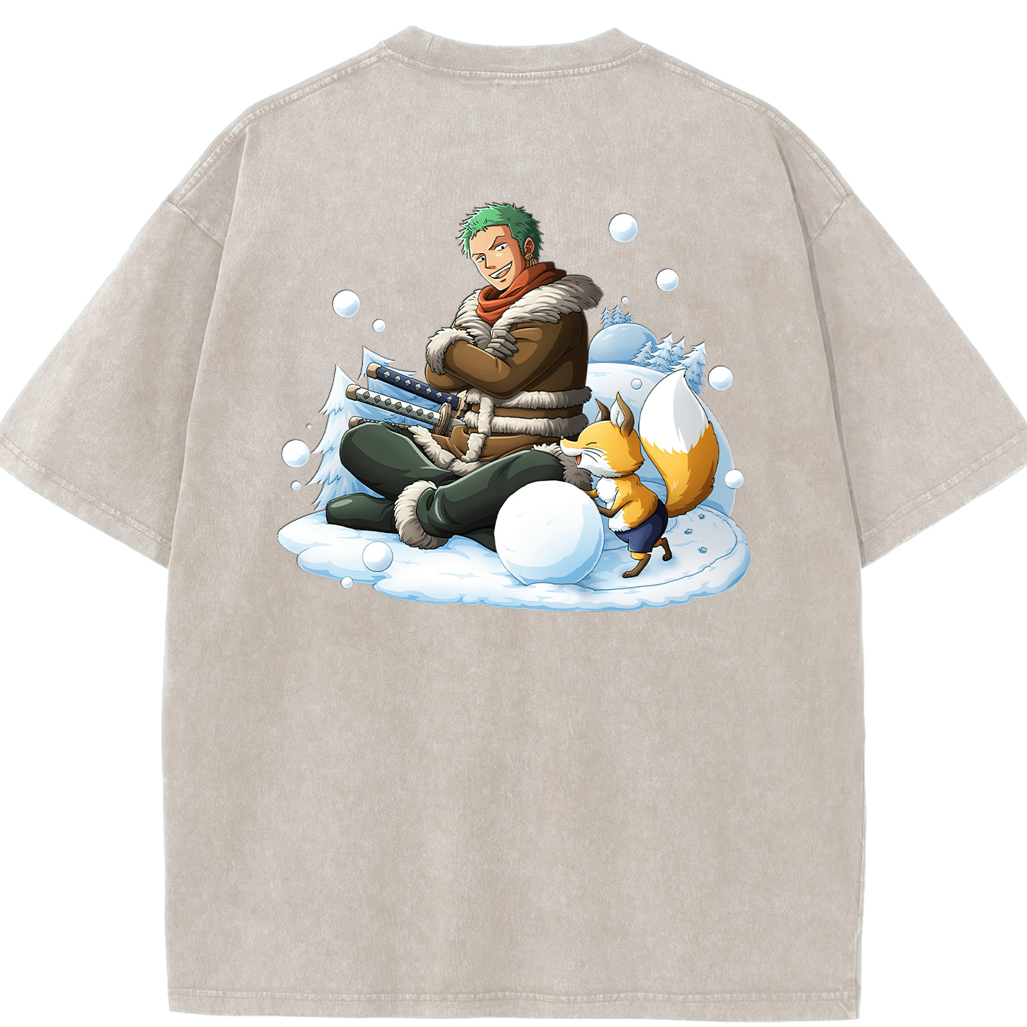 ワンピース ロロノア・ゾロ ONE PIECE Roronoa Zoro 綿100% ヴィンテージ風 半袖Tシャツ（背面プリント）