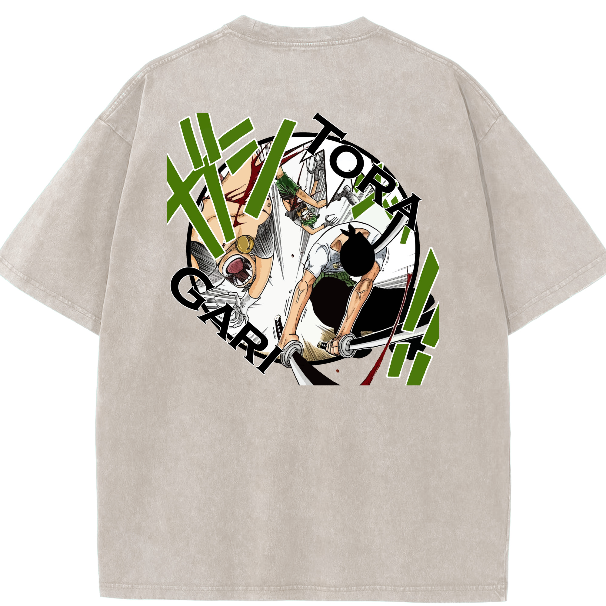 ワンピース ロロノア・ゾロ ONE PIECE Roronoa Zoro 綿100% ヴィンテージ風 半袖Tシャツ（背面プリント）