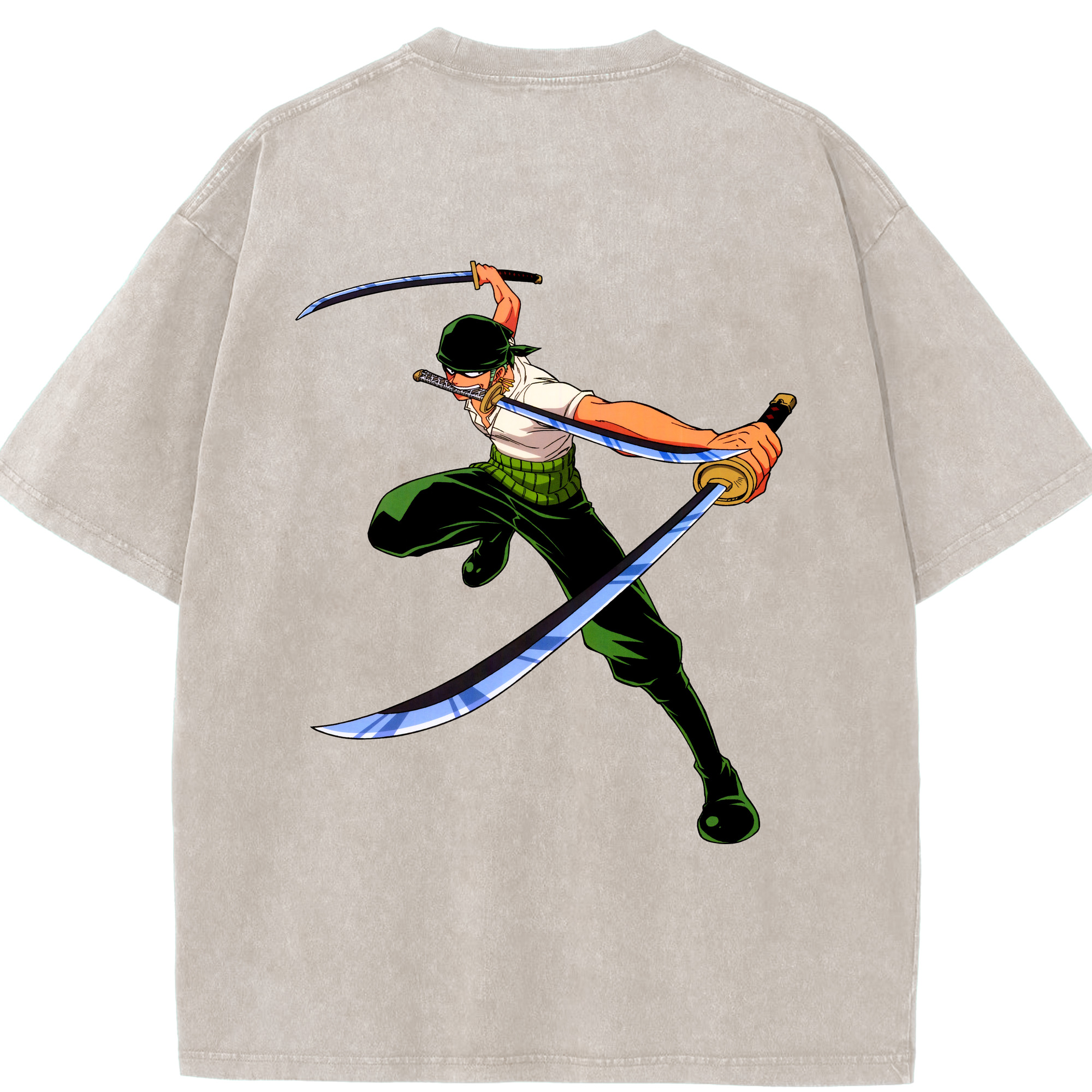 ワンピース ロロノア・ゾロ ONE PIECE Roronoa Zoro 綿100% ヴィンテージ風 半袖Tシャツ（背面プリント）