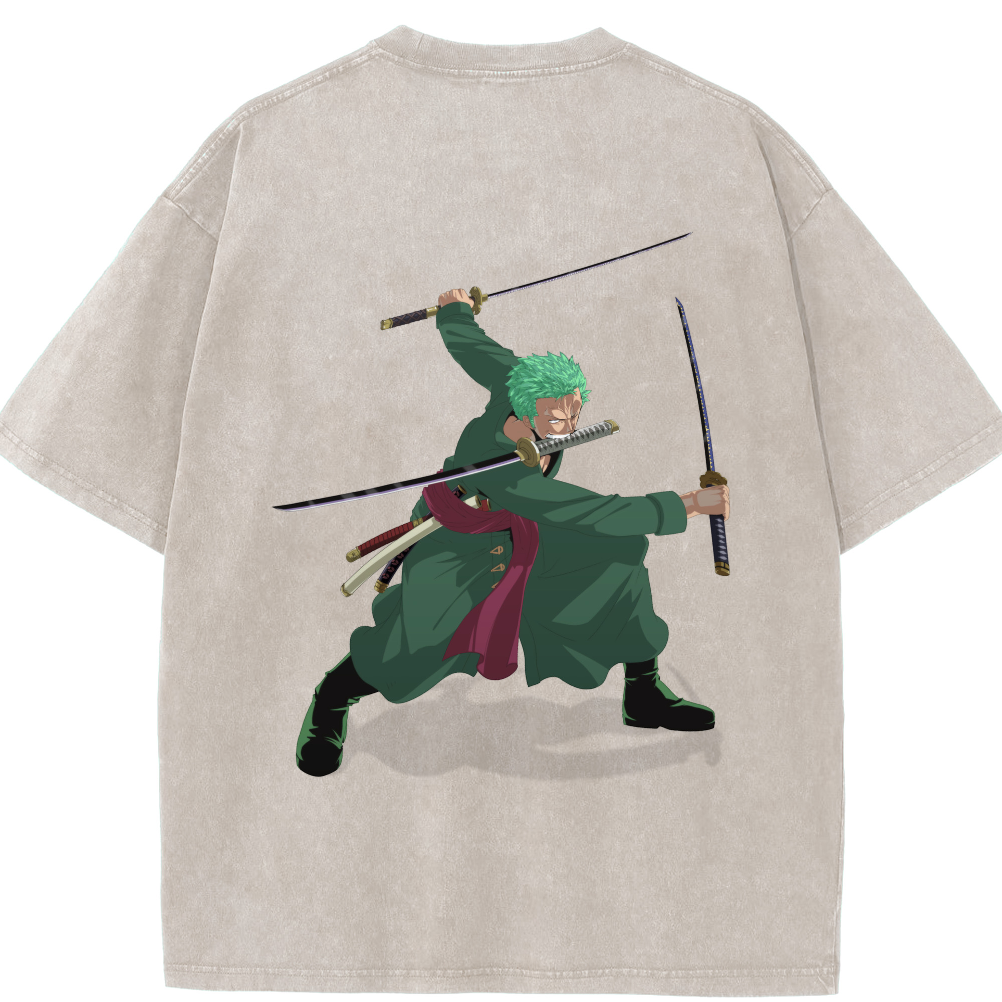 ワンピース ロロノア・ゾロ ONE PIECE Roronoa Zoro 綿100% ヴィンテージ風 半袖Tシャツ（背面プリント）