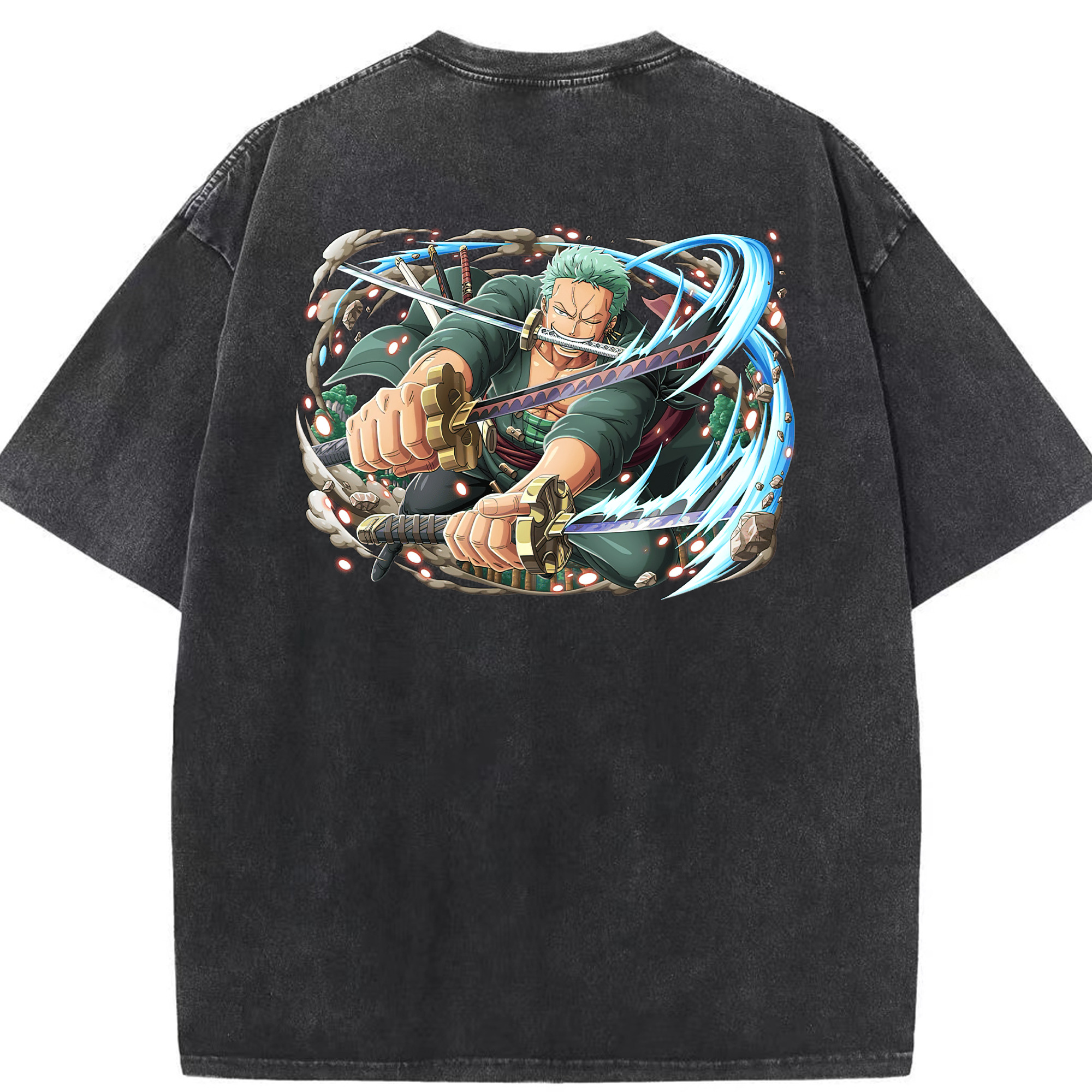 ワンピース ロロノア・ゾロ ONE PIECE Roronoa Zoro 綿100% ヴィンテージ風 半袖Tシャツ（背面プリント）