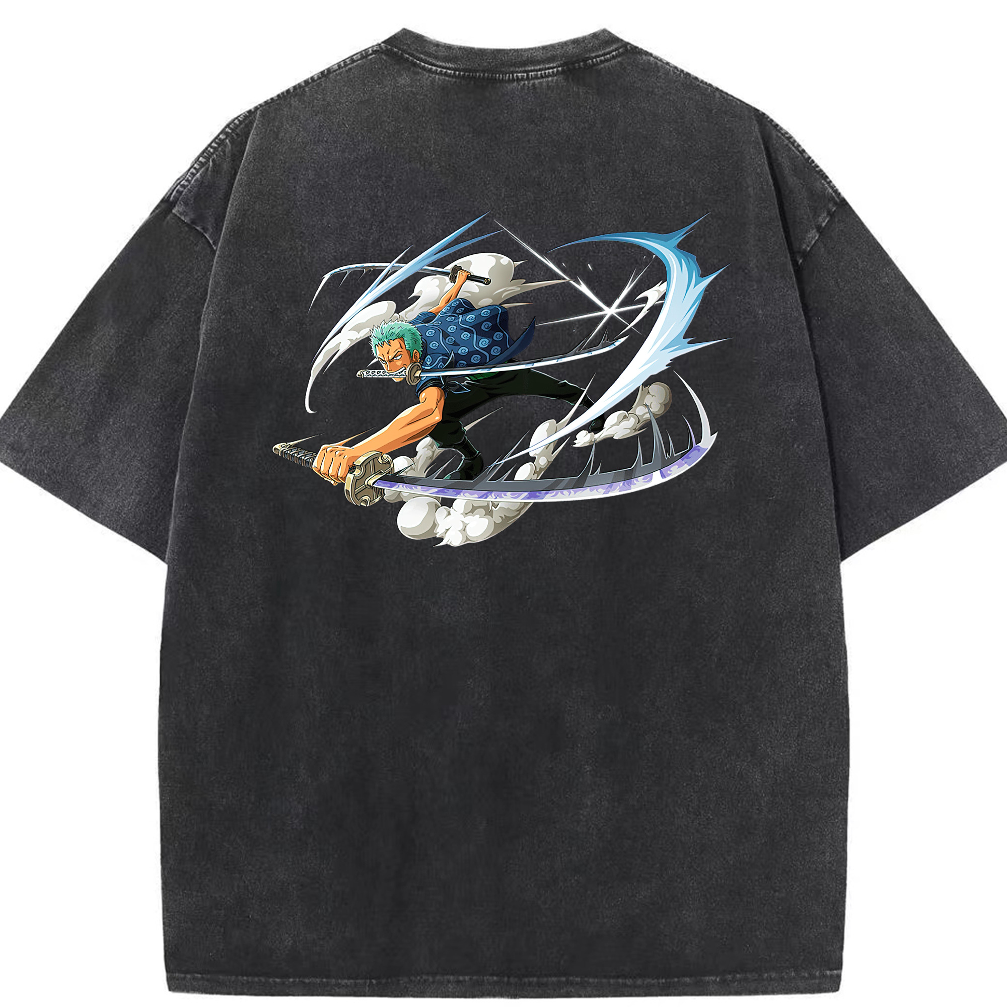 ワンピース ロロノア・ゾロ ONE PIECE Roronoa Zoro 綿100% ヴィンテージ風 半袖Tシャツ（背面プリント）