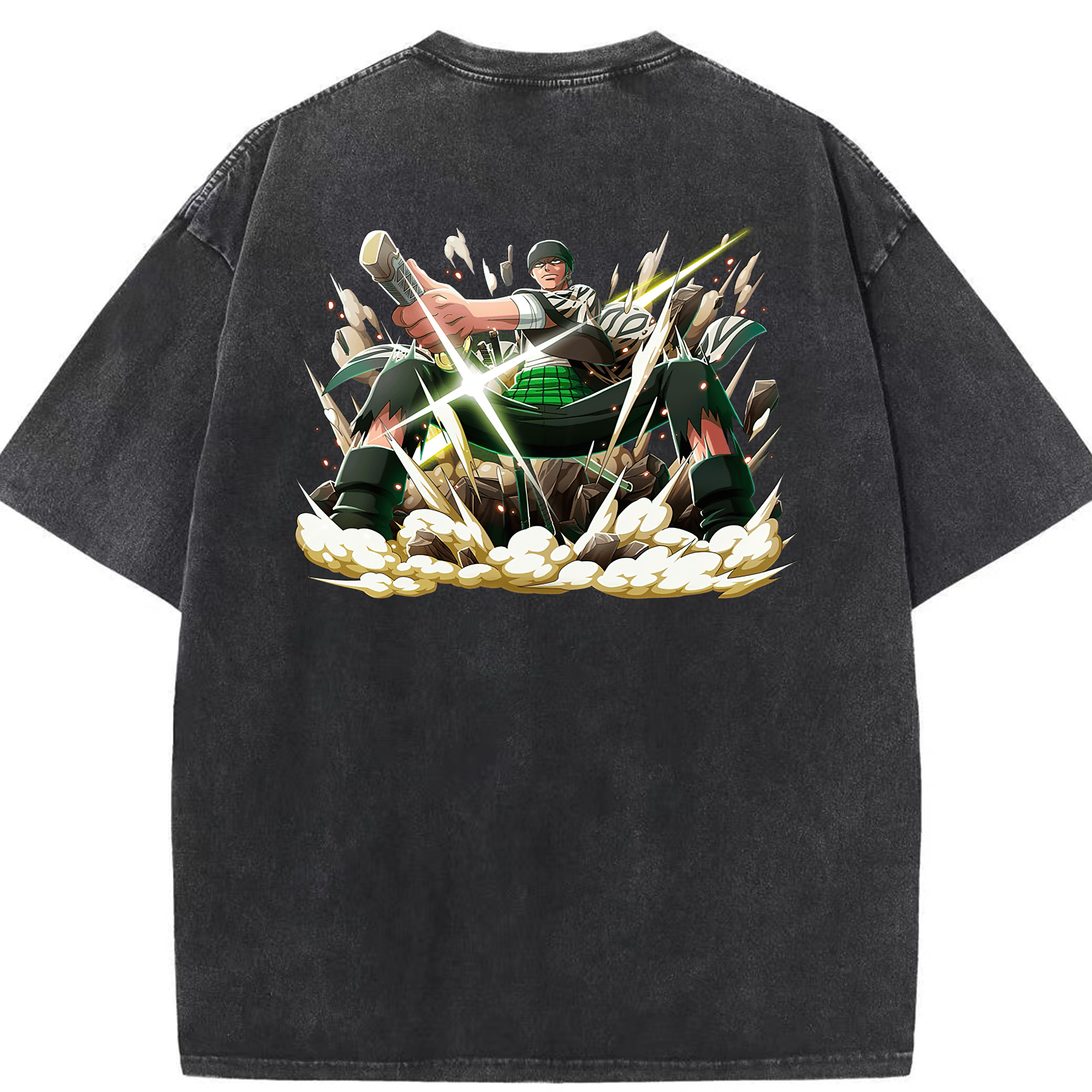 ワンピース ロロノア・ゾロ ONE PIECE Roronoa Zoro 綿100% ヴィンテージ風 半袖Tシャツ（背面プリント）
