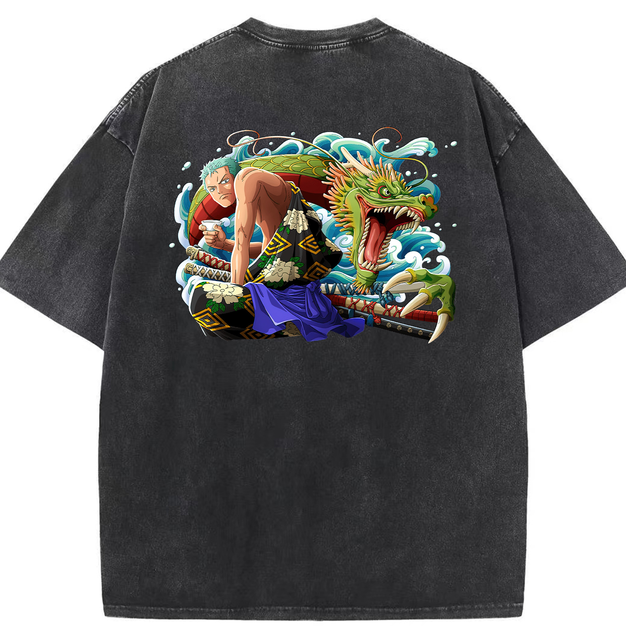 ワンピース ロロノア・ゾロ ONE PIECE Roronoa Zoro 綿100% ヴィンテージ風 半袖Tシャツ（背面プリント）
