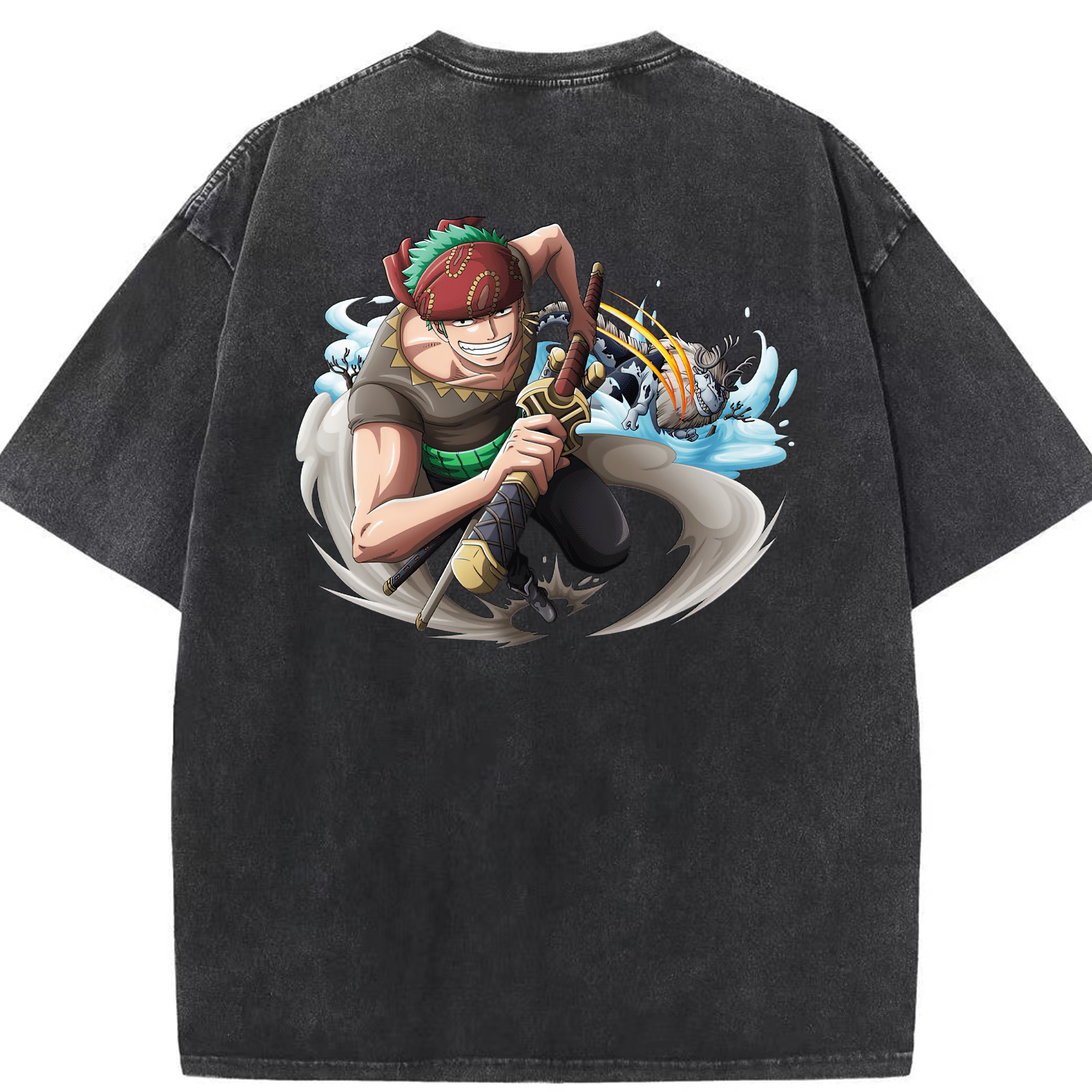 ワンピース ロロノア・ゾロ ONE PIECE Roronoa Zoro 綿100% ヴィンテージ風 半袖Tシャツ（背面プリント）