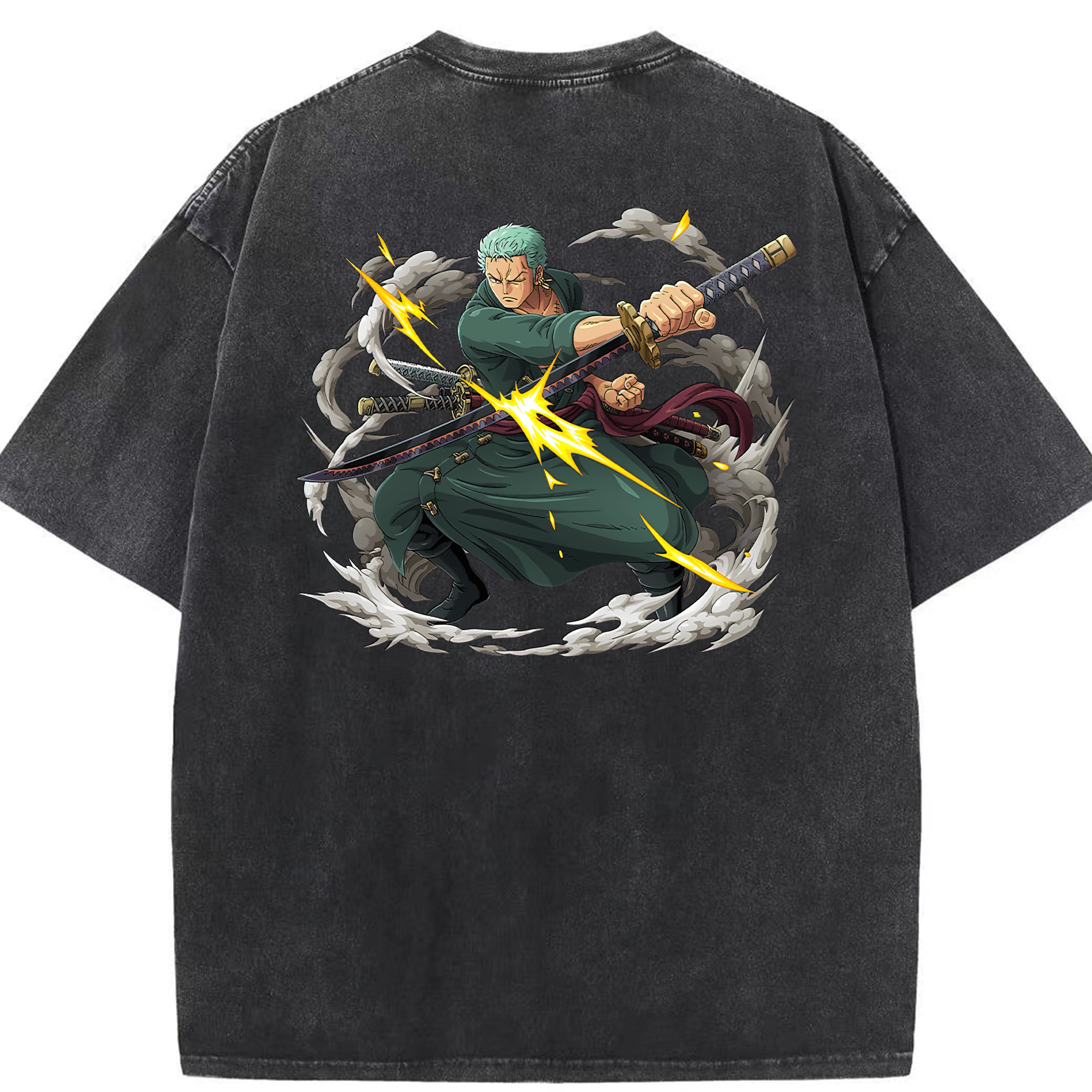 ワンピース ロロノア・ゾロ ONE PIECE Roronoa Zoro 綿100% ヴィンテージ風 半袖Tシャツ（背面プリント）