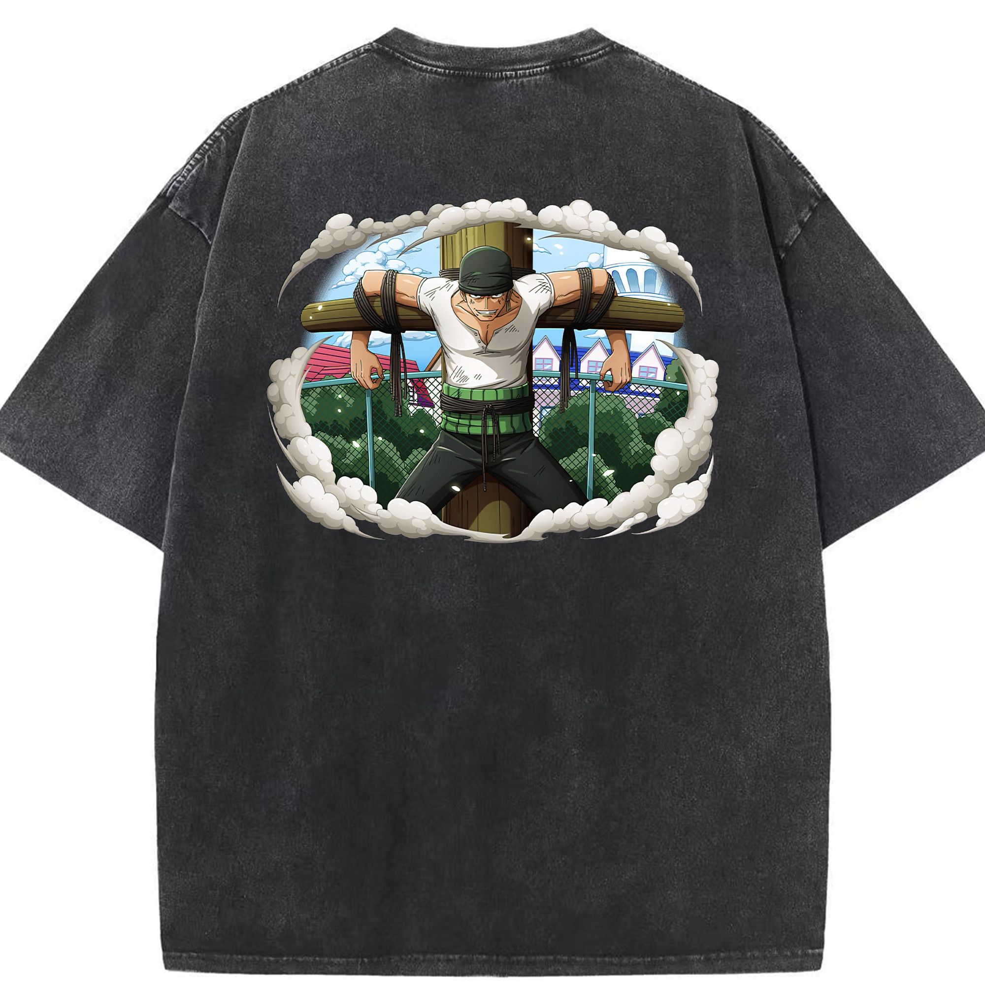 ワンピース ロロノア・ゾロ ONE PIECE Roronoa Zoro 綿100% ヴィンテージ風 半袖Tシャツ（背面プリント）