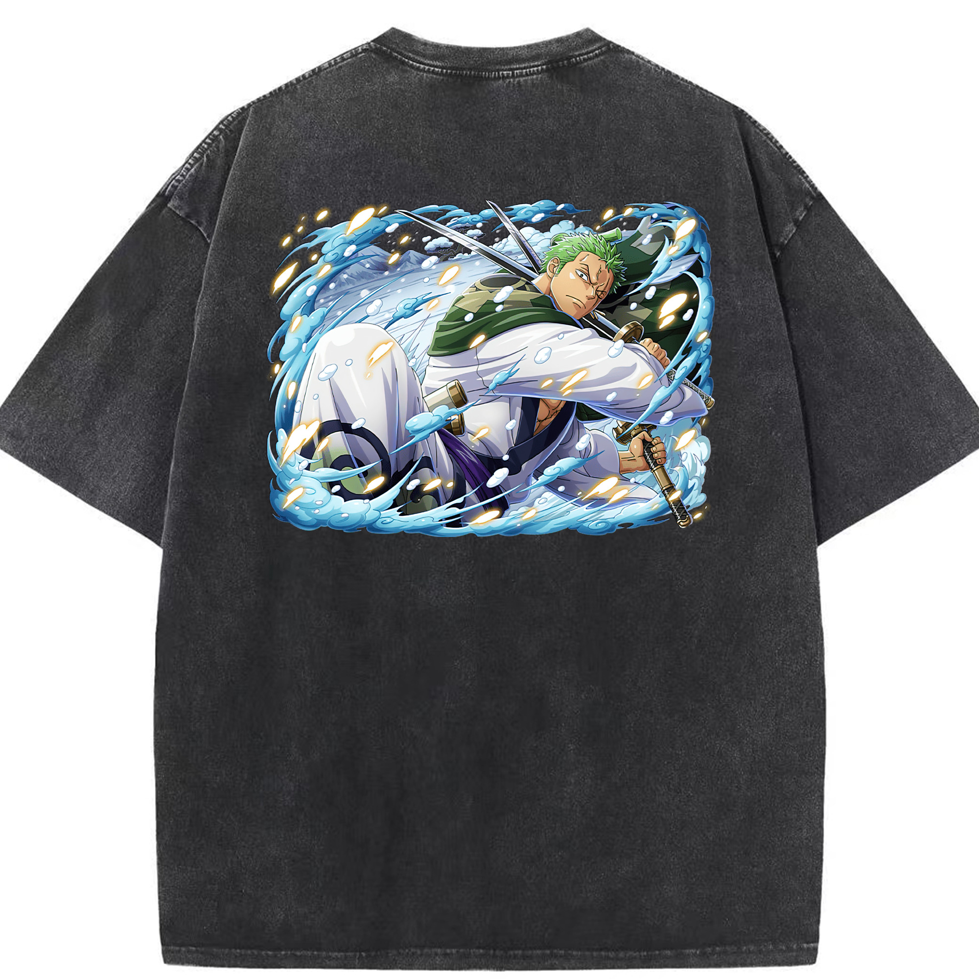 ワンピース ロロノア・ゾロ ONE PIECE Roronoa Zoro 綿100% ヴィンテージ風 半袖Tシャツ（背面プリント）