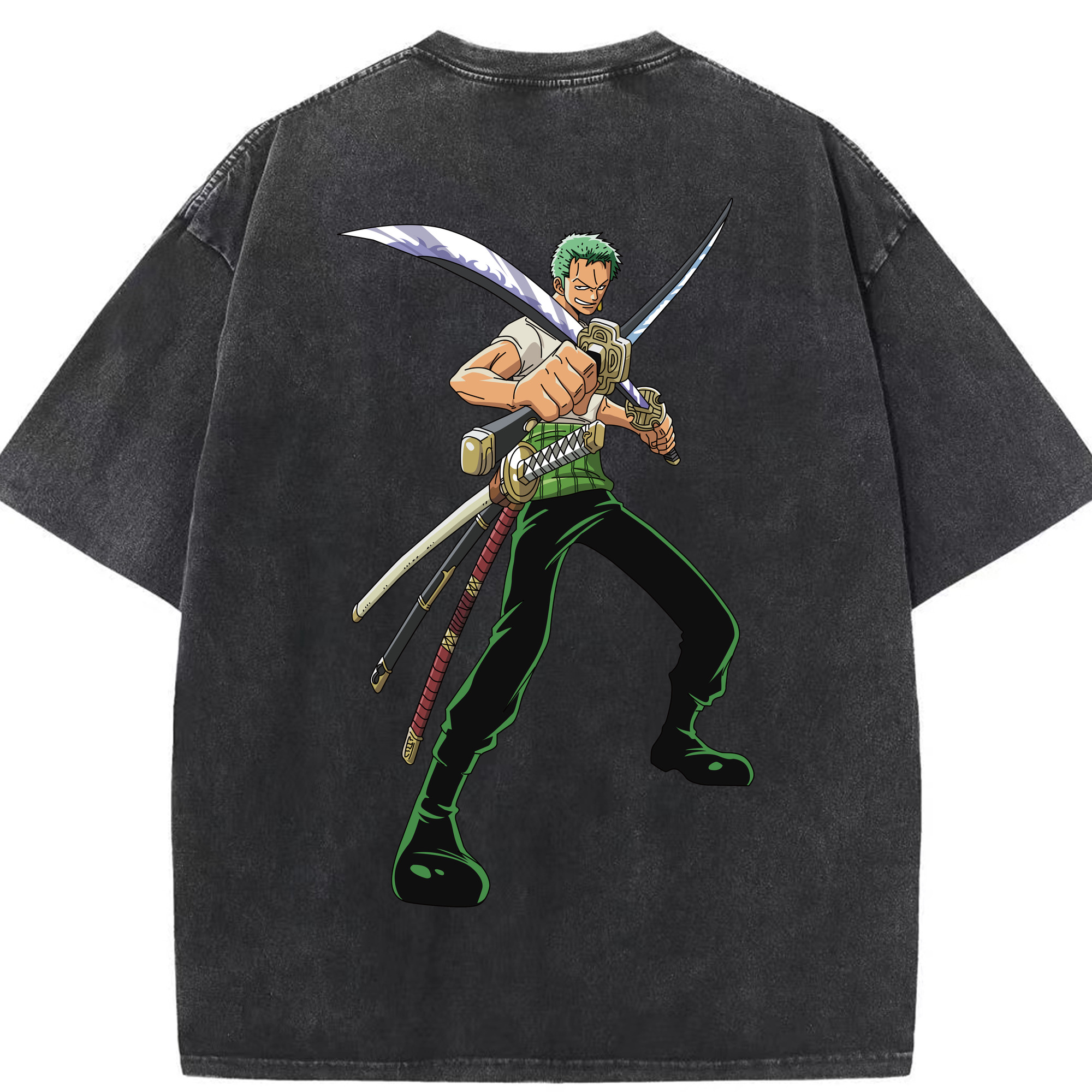 ワンピース ロロノア・ゾロ ONE PIECE Roronoa Zoro 綿100% ヴィンテージ風 半袖Tシャツ（背面プリント）