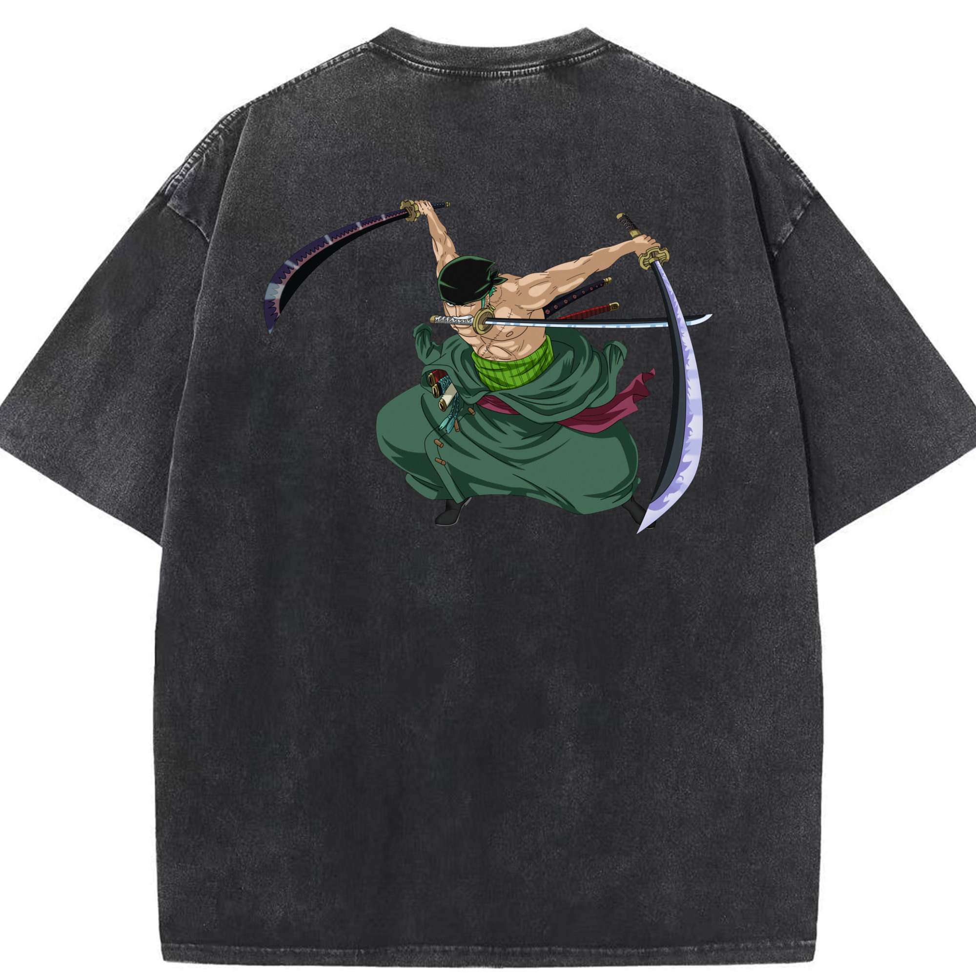 ワンピース ロロノア・ゾロ ONE PIECE Roronoa Zoro 綿100% ヴィンテージ風 半袖Tシャツ（背面プリント）