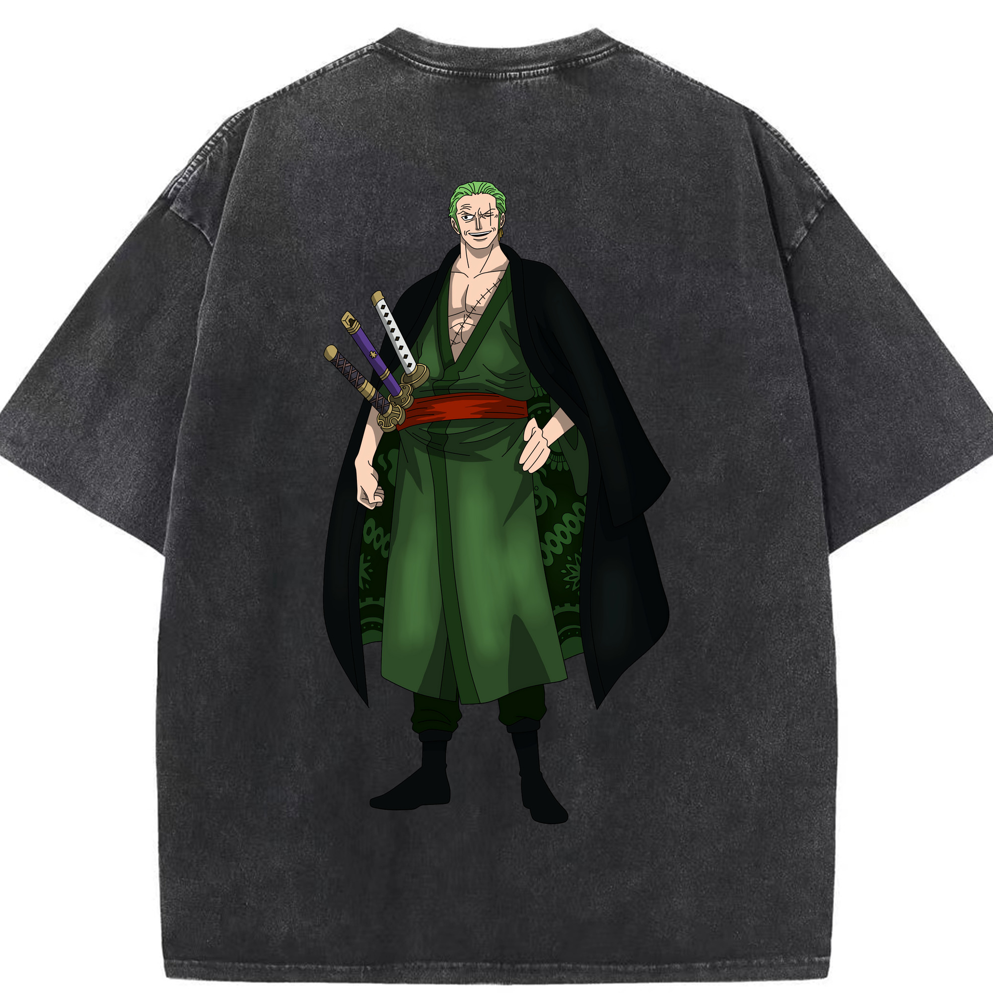 ワンピース ロロノア・ゾロ ONE PIECE Roronoa Zoro 綿100% ヴィンテージ風 半袖Tシャツ（背面プリント）