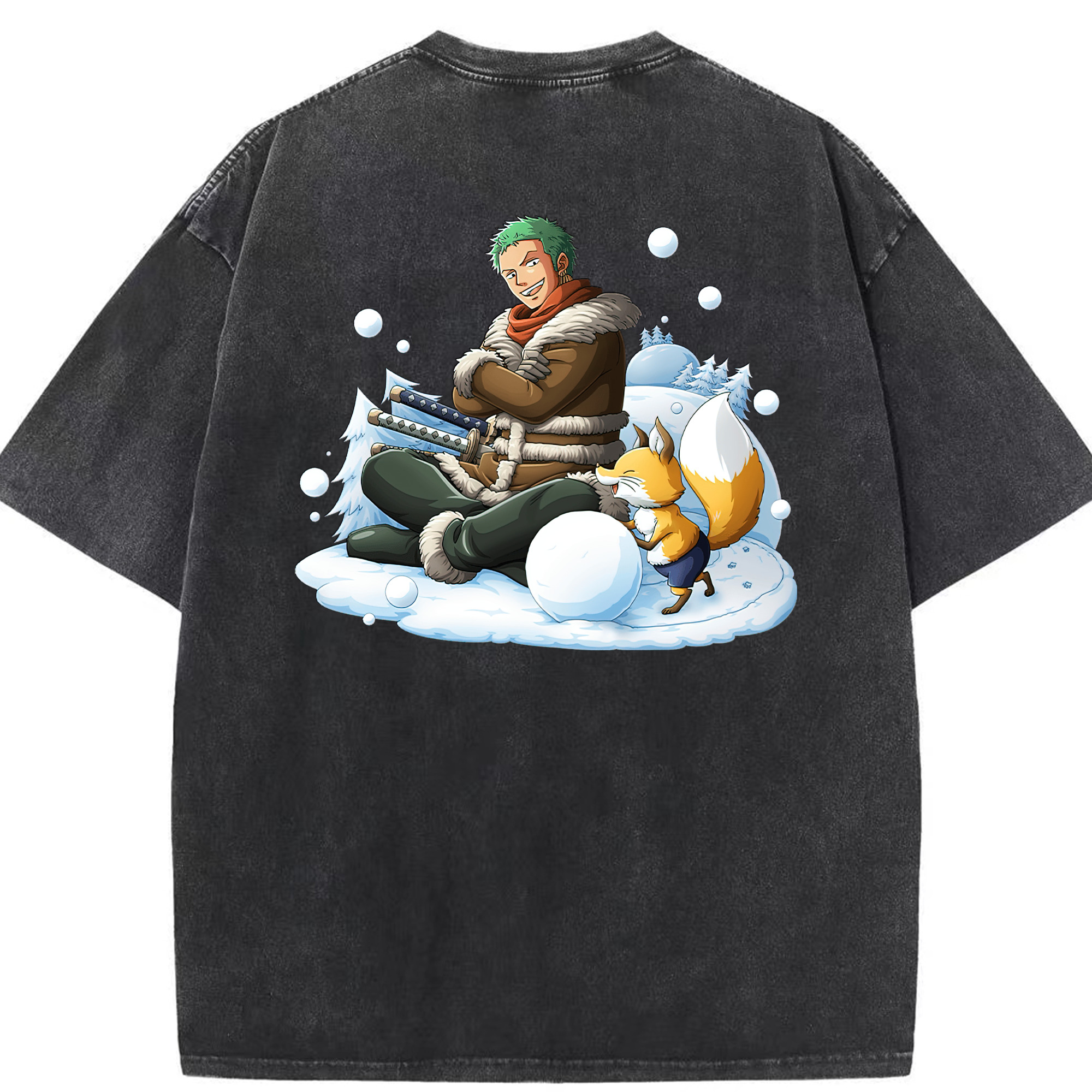 ワンピース ロロノア・ゾロ ONE PIECE Roronoa Zoro 綿100% ヴィンテージ風 半袖Tシャツ（背面プリント）