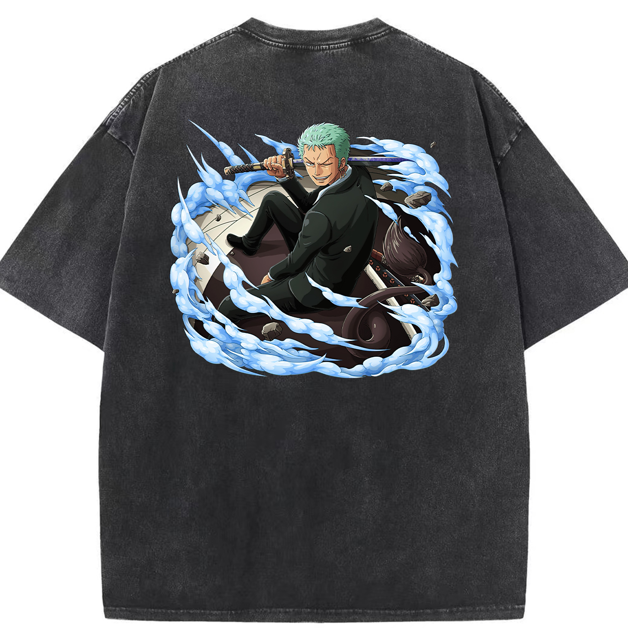 ワンピース ロロノア・ゾロ ONE PIECE Roronoa Zoro 綿100% ヴィンテージ風 半袖Tシャツ（背面プリント）