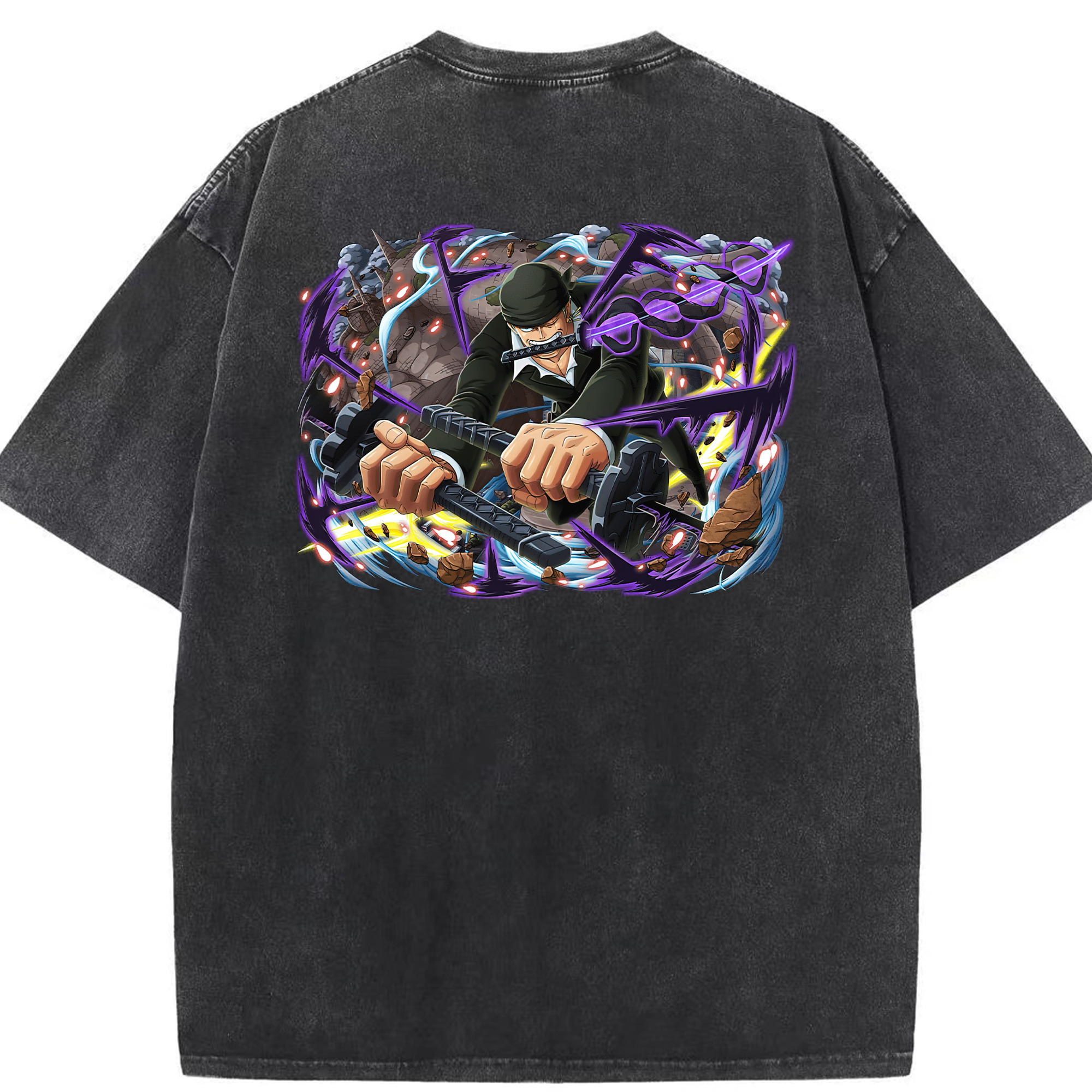 ワンピース ロロノア・ゾロ ONE PIECE Roronoa Zoro 綿100% ヴィンテージ風 半袖Tシャツ（背面プリント）