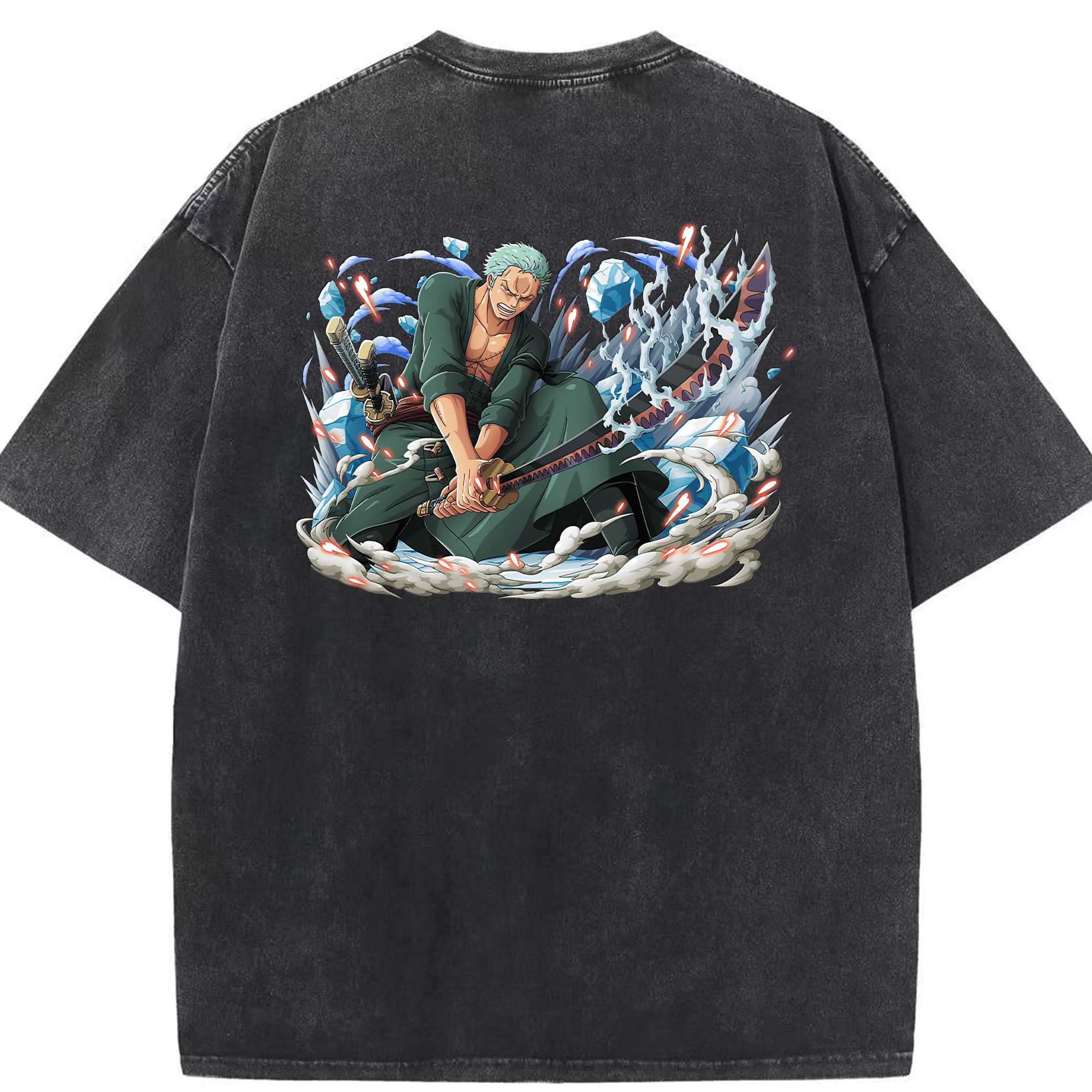 ワンピース ロロノア・ゾロ ONE PIECE Roronoa Zoro 綿100% ヴィンテージ風 半袖Tシャツ（背面プリント）