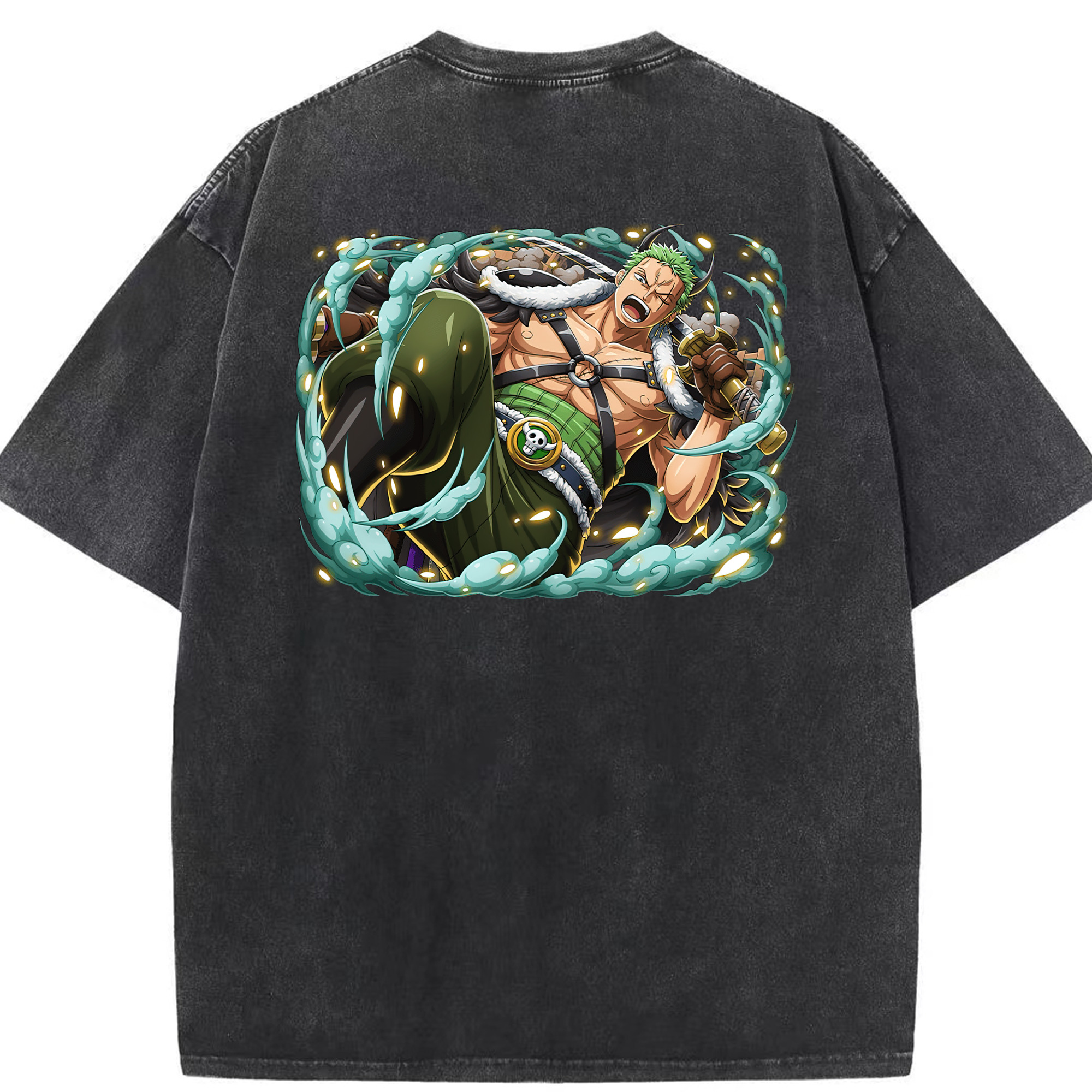 ワンピース ロロノア・ゾロ ONE PIECE Roronoa Zoro 綿100% ヴィンテージ風 半袖Tシャツ（背面プリント）