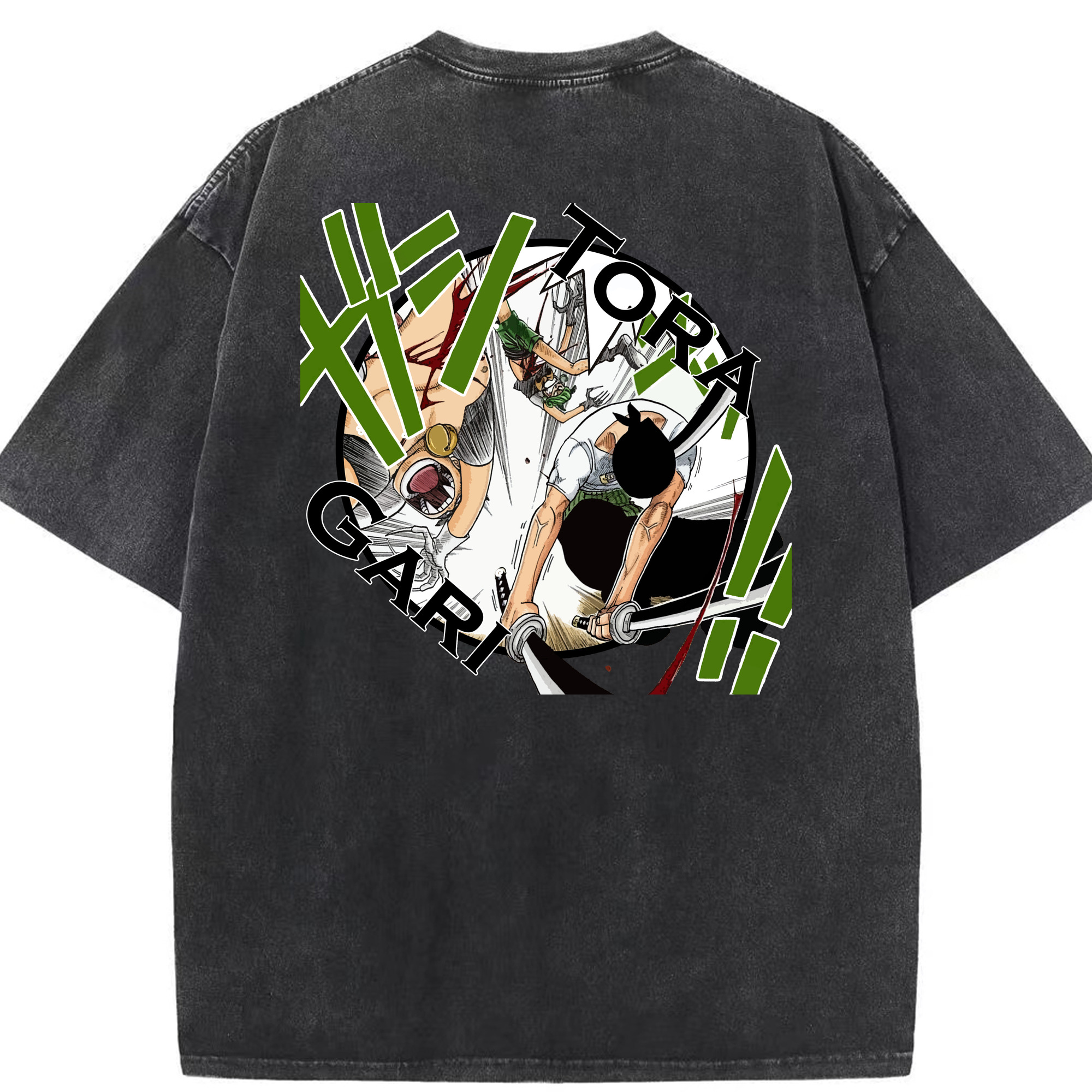 ワンピース ロロノア・ゾロ ONE PIECE Roronoa Zoro 綿100% ヴィンテージ風 半袖Tシャツ（背面プリント）
