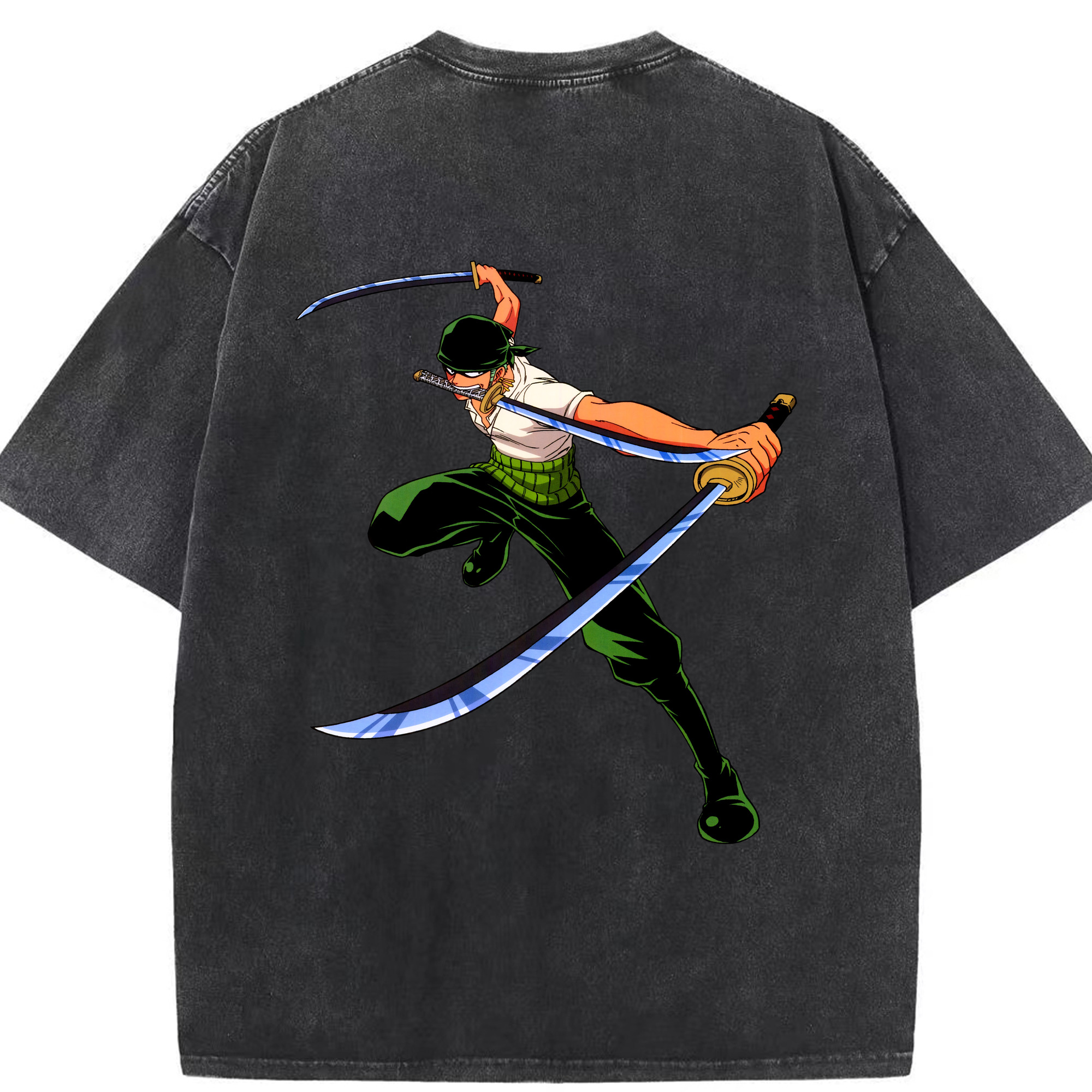 ワンピース ロロノア・ゾロ ONE PIECE Roronoa Zoro 綿100% ヴィンテージ風 半袖Tシャツ（背面プリント）