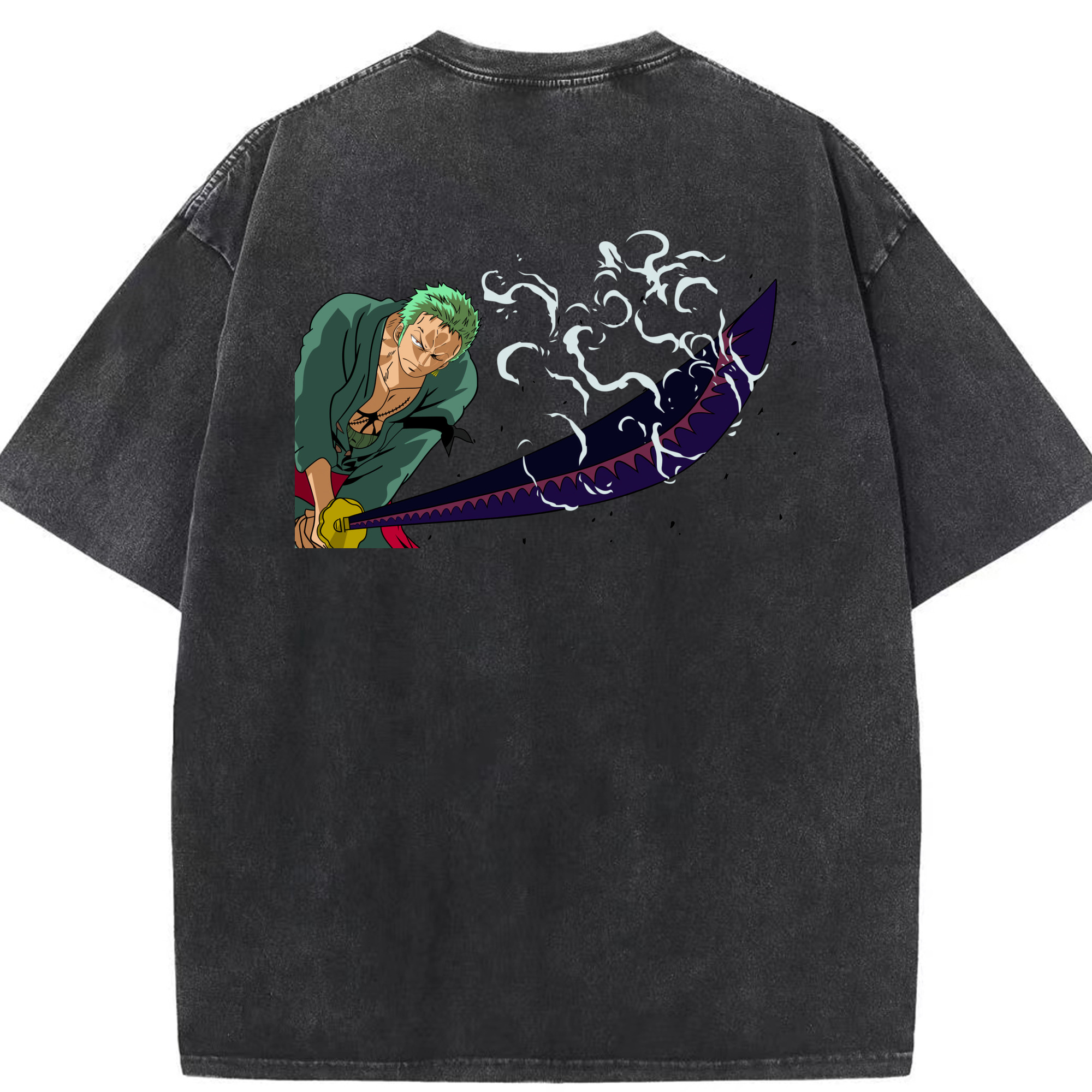 ワンピース ロロノア・ゾロ ONE PIECE Roronoa Zoro 綿100% ヴィンテージ風 半袖Tシャツ（背面プリント）