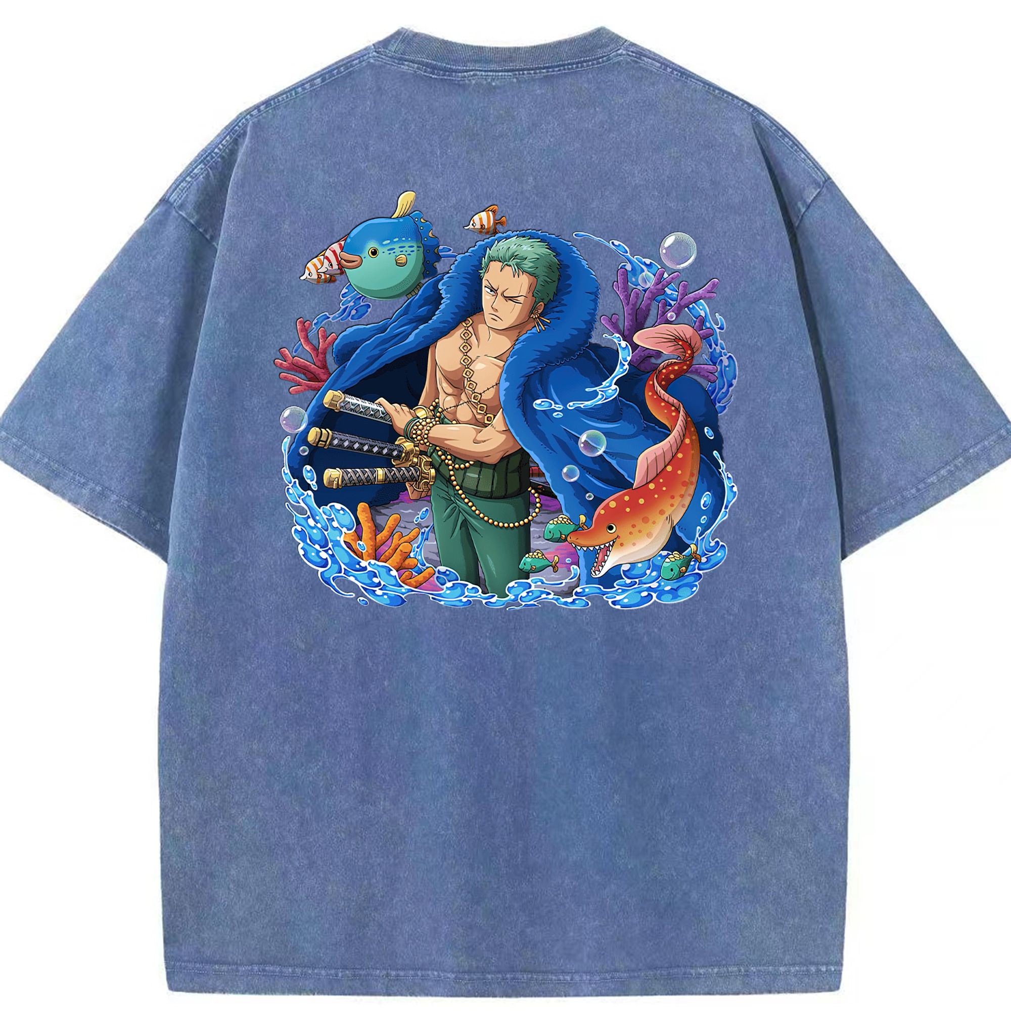 ワンピース ロロノア・ゾロ ONE PIECE Roronoa Zoro 綿100% ヴィンテージ風 半袖Tシャツ（背面プリント）