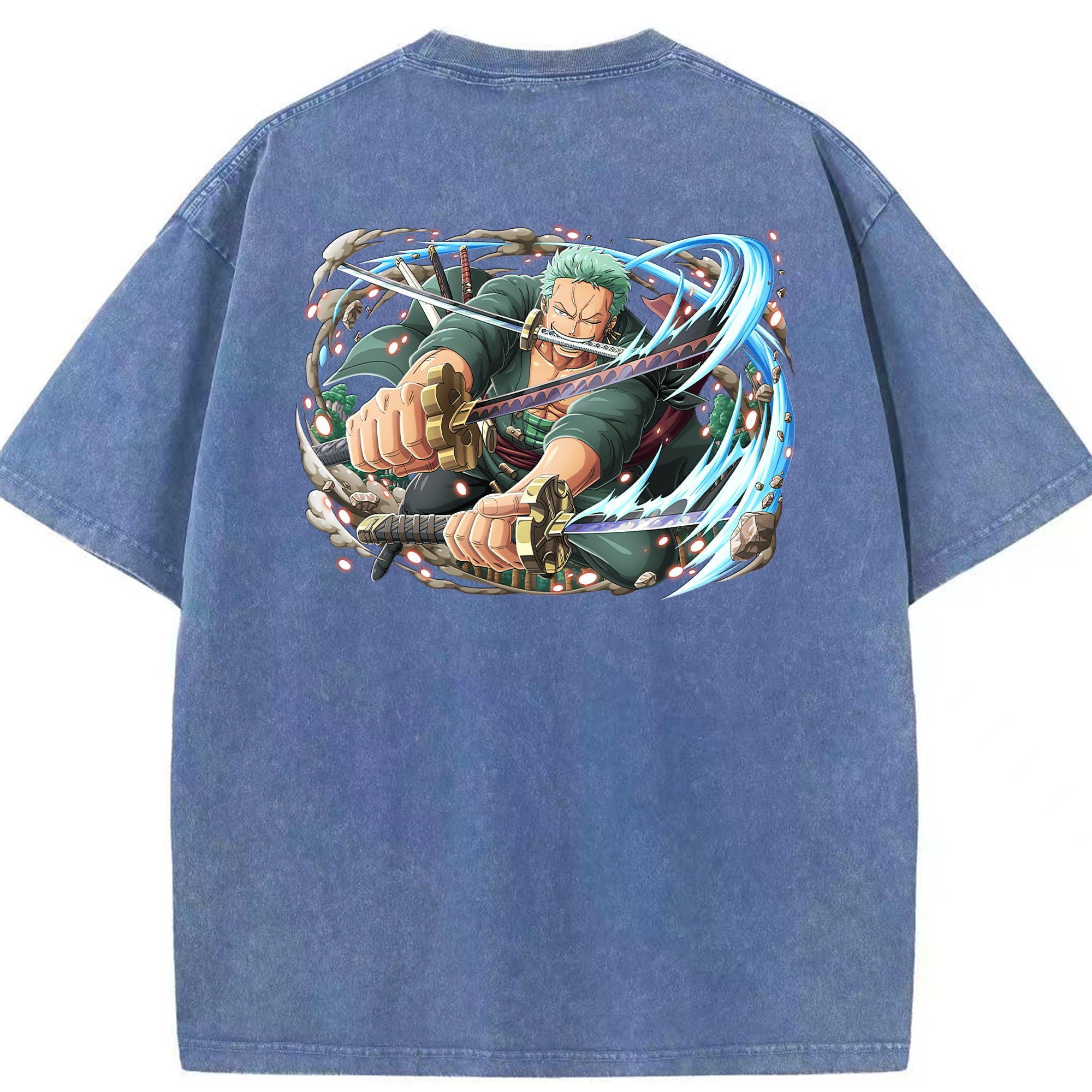 ワンピース ロロノア・ゾロ ONE PIECE Roronoa Zoro 綿100% ヴィンテージ風 半袖Tシャツ（背面プリント）