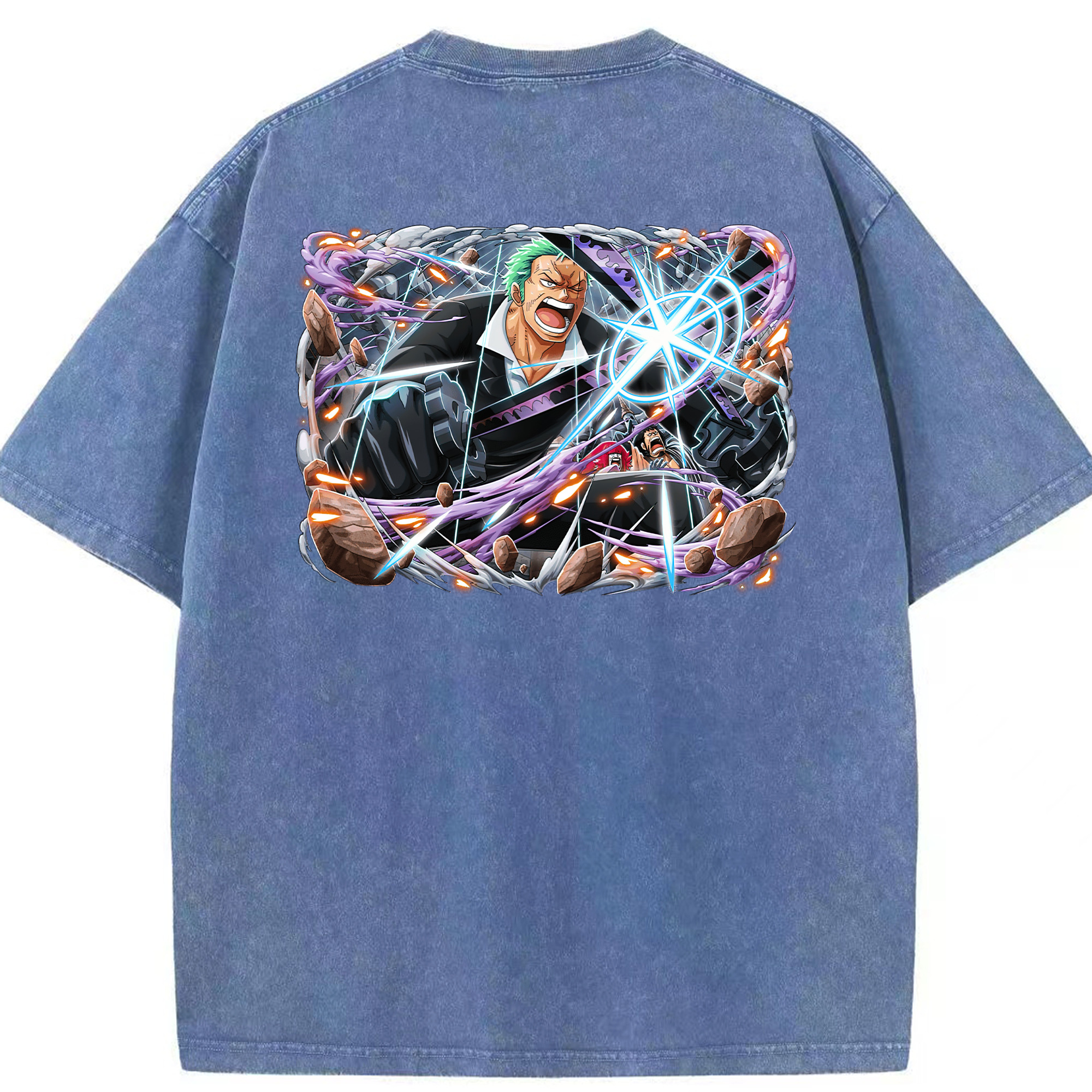 ワンピース ロロノア・ゾロ ONE PIECE Roronoa Zoro 綿100% ヴィンテージ風 半袖Tシャツ（背面プリント）