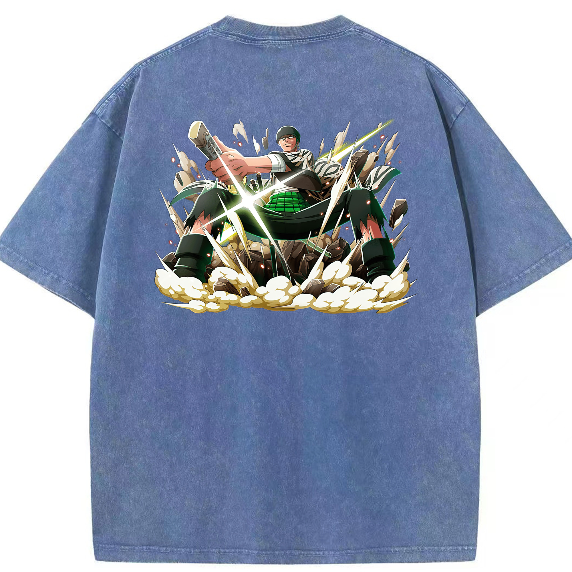 ワンピース ロロノア・ゾロ ONE PIECE Roronoa Zoro 綿100% ヴィンテージ風 半袖Tシャツ（背面プリント）