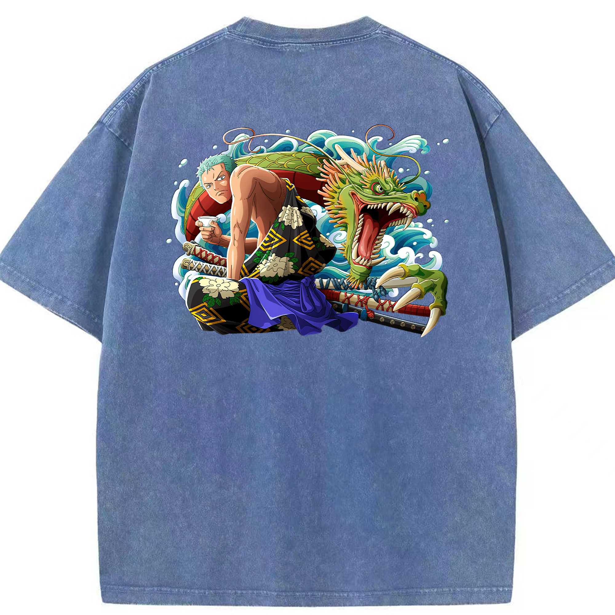 ワンピース ロロノア・ゾロ ONE PIECE Roronoa Zoro 綿100% ヴィンテージ風 半袖Tシャツ（背面プリント）