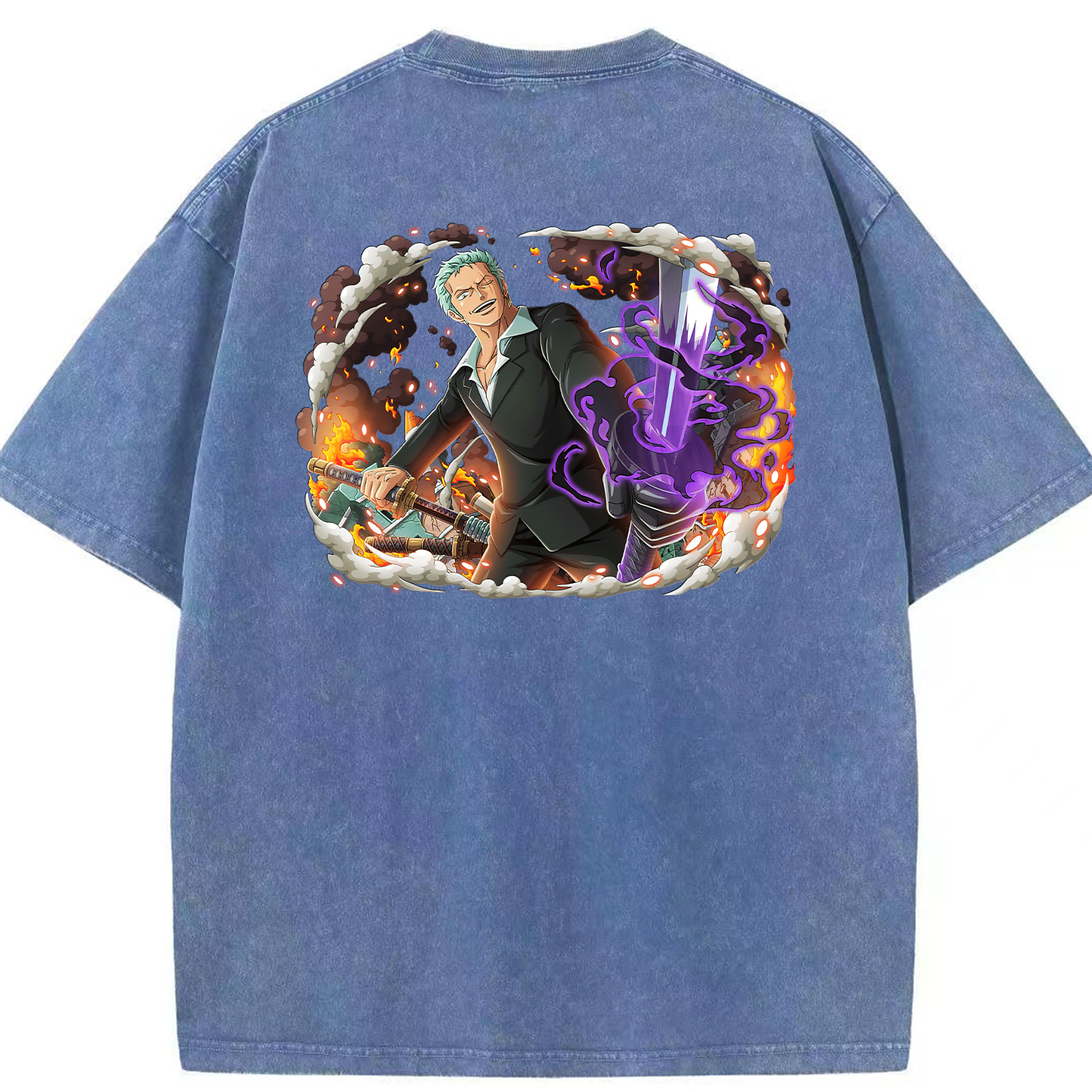 ワンピース ロロノア・ゾロ ONE PIECE Roronoa Zoro 綿100% ヴィンテージ風 半袖Tシャツ（背面プリント）