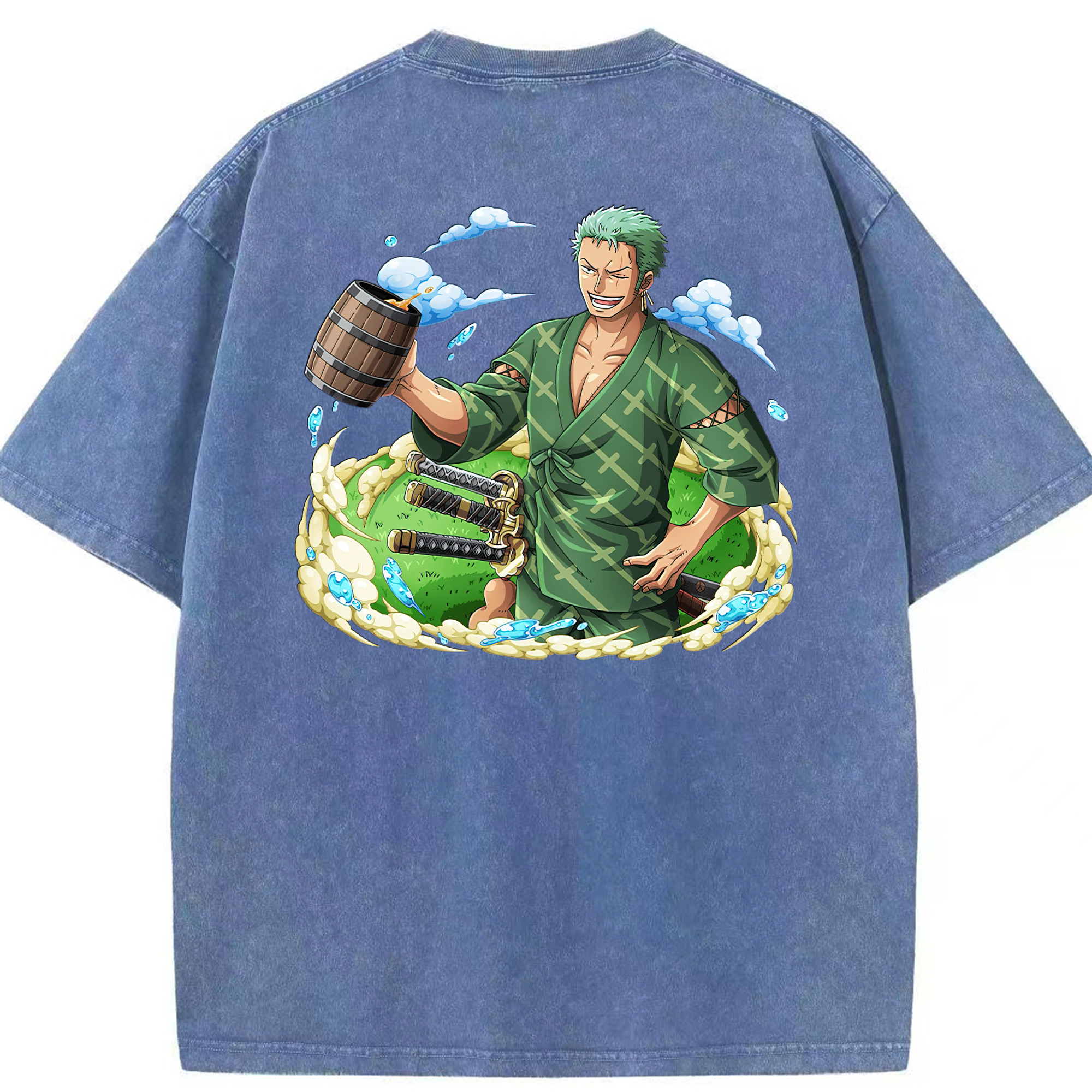 ワンピース ロロノア・ゾロ ONE PIECE Roronoa Zoro 綿100% ヴィンテージ風 半袖Tシャツ（背面プリント）
