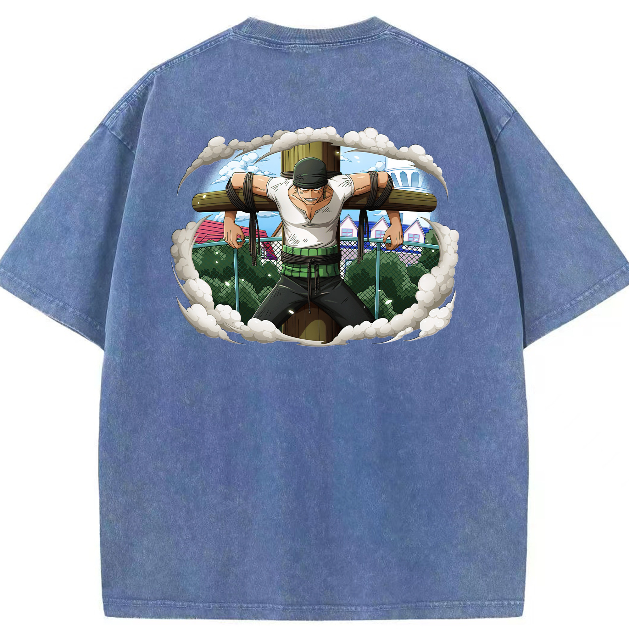 ワンピース ロロノア・ゾロ ONE PIECE Roronoa Zoro 綿100% ヴィンテージ風 半袖Tシャツ（背面プリント）