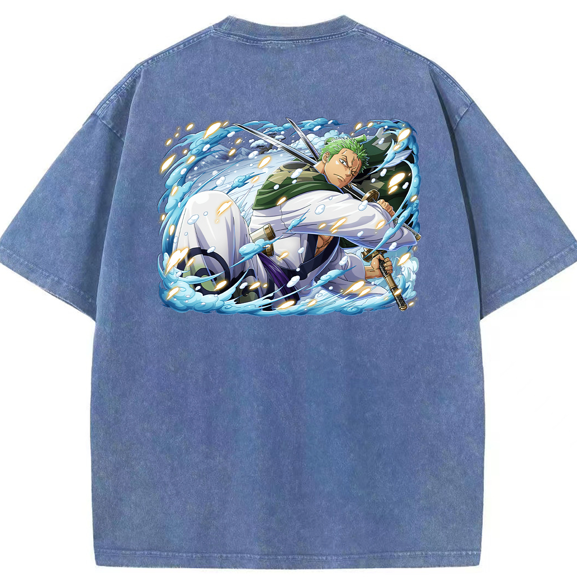 ワンピース ロロノア・ゾロ ONE PIECE Roronoa Zoro 綿100% ヴィンテージ風 半袖Tシャツ（背面プリント）