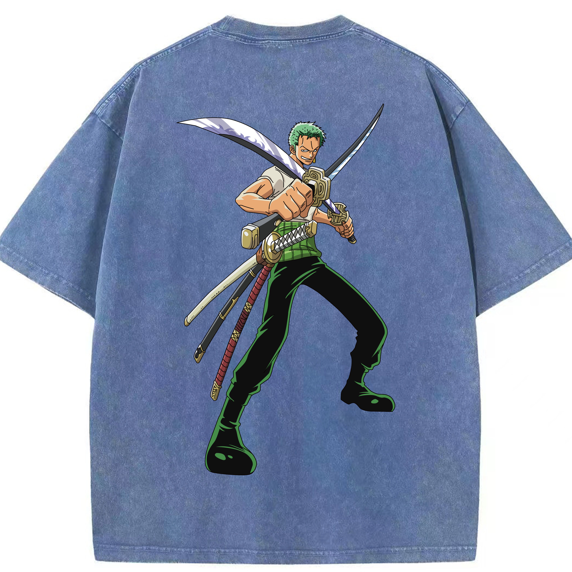 ワンピース ロロノア・ゾロ ONE PIECE Roronoa Zoro 綿100% ヴィンテージ風 半袖Tシャツ（背面プリント）