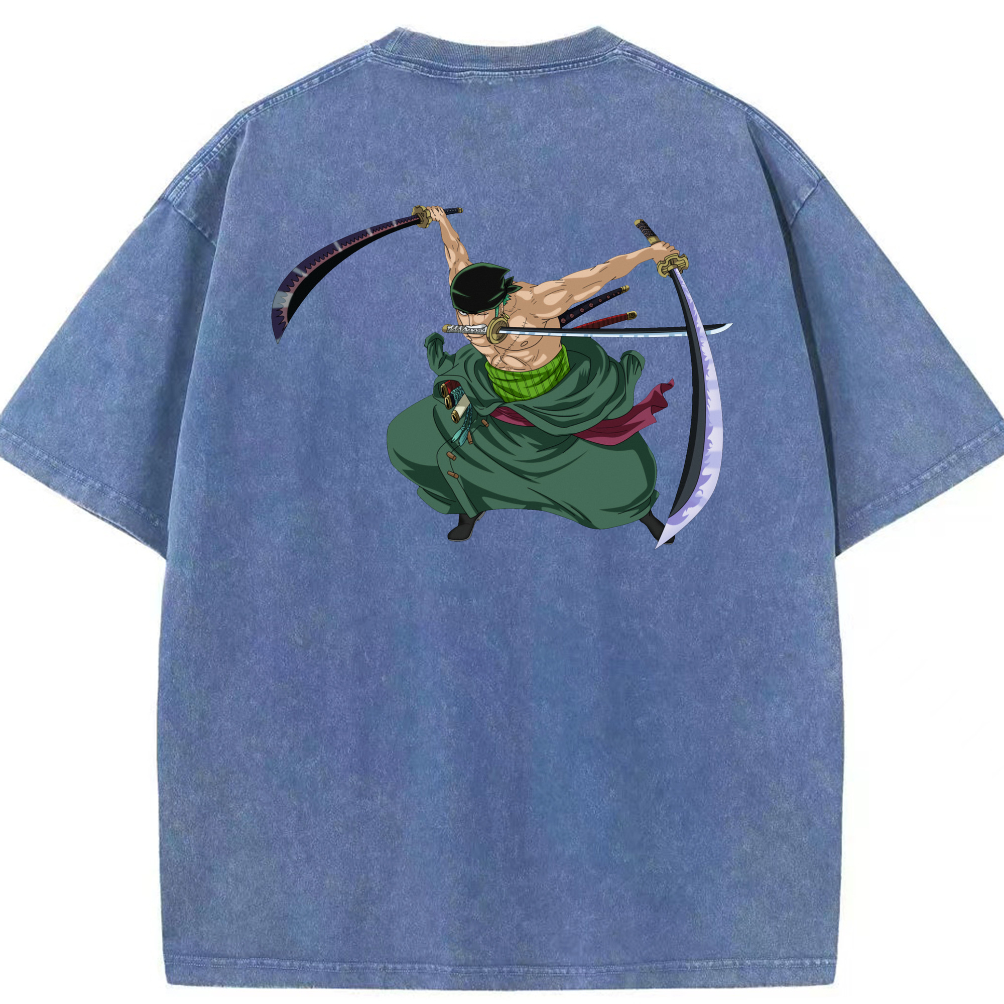 ワンピース ロロノア・ゾロ ONE PIECE Roronoa Zoro 綿100% ヴィンテージ風 半袖Tシャツ（背面プリント）