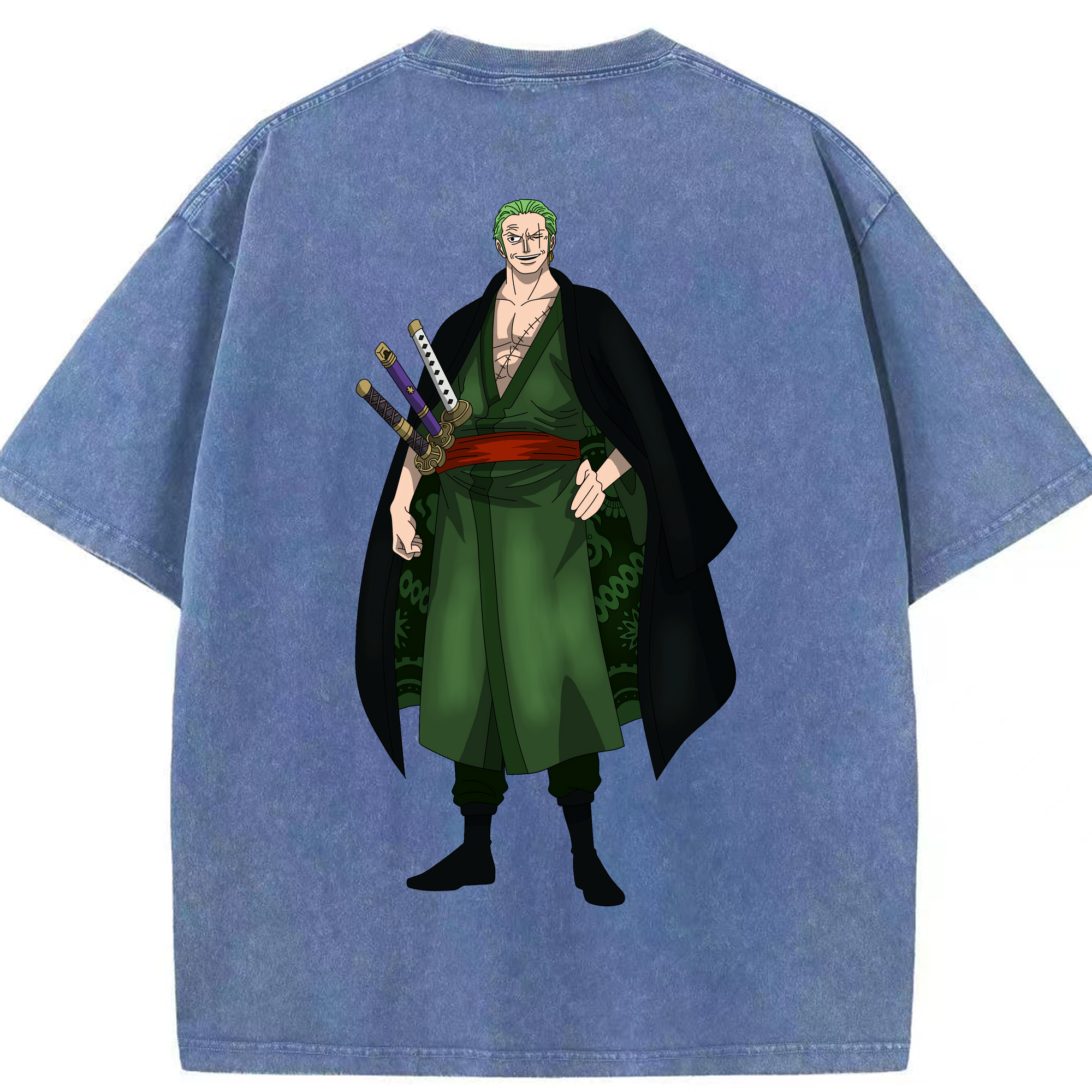 ワンピース ロロノア・ゾロ ONE PIECE Roronoa Zoro 綿100% ヴィンテージ風 半袖Tシャツ（背面プリント）