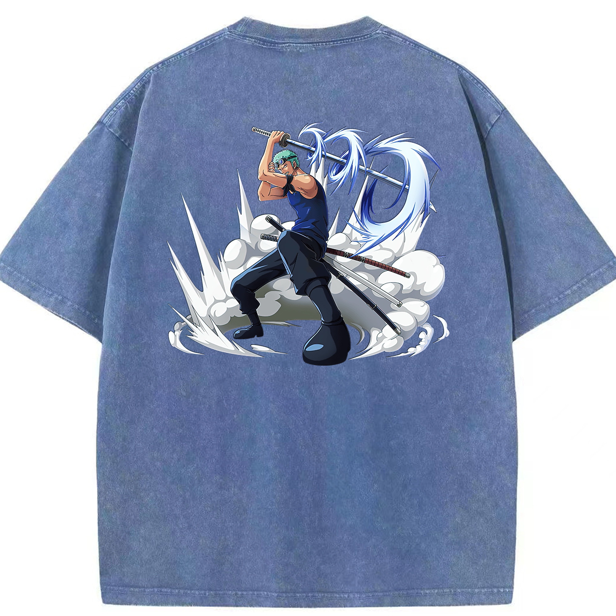 ワンピース ロロノア・ゾロ ONE PIECE Roronoa Zoro 綿100% ヴィンテージ風 半袖Tシャツ（背面プリント）