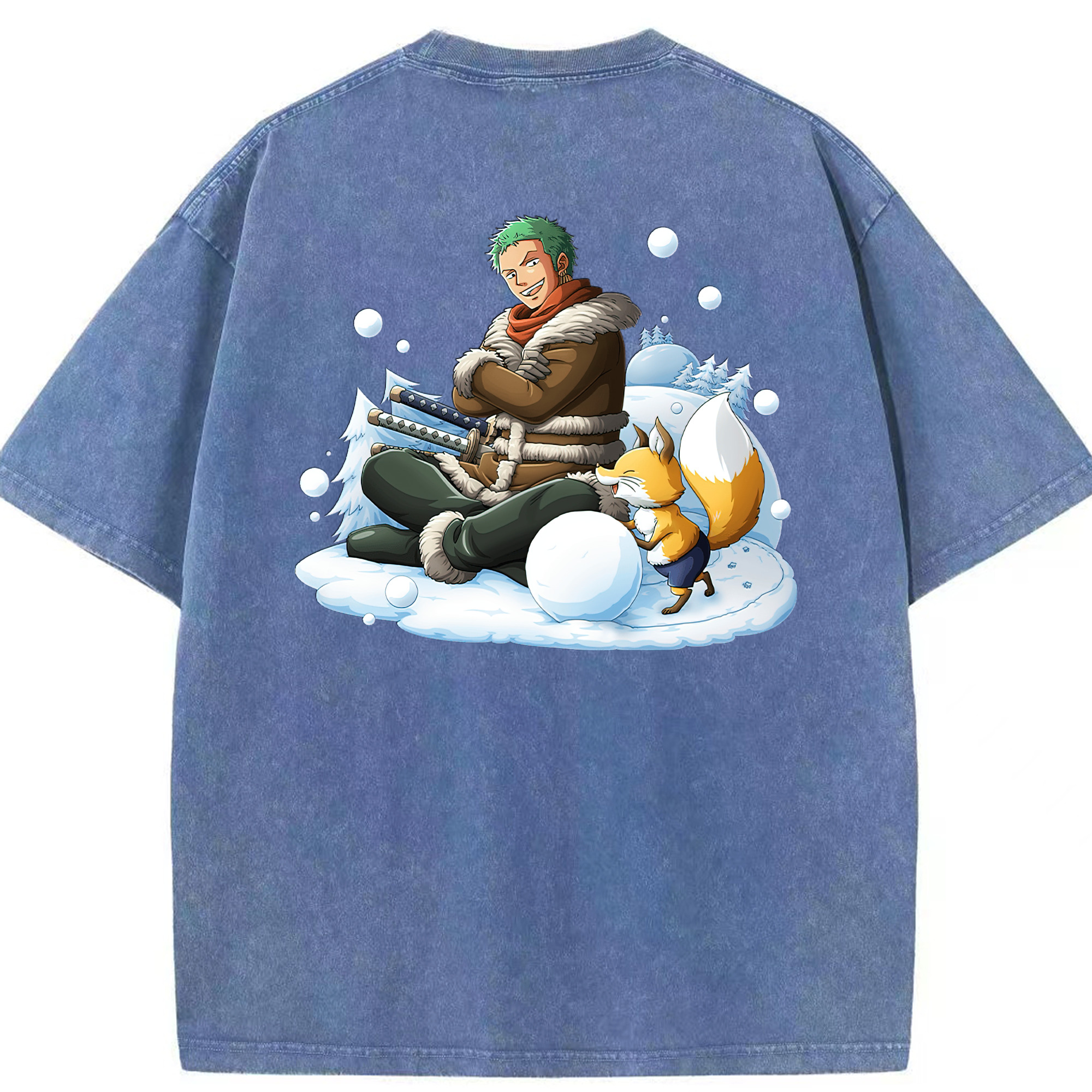 ワンピース ロロノア・ゾロ ONE PIECE Roronoa Zoro 綿100% ヴィンテージ風 半袖Tシャツ（背面プリント）