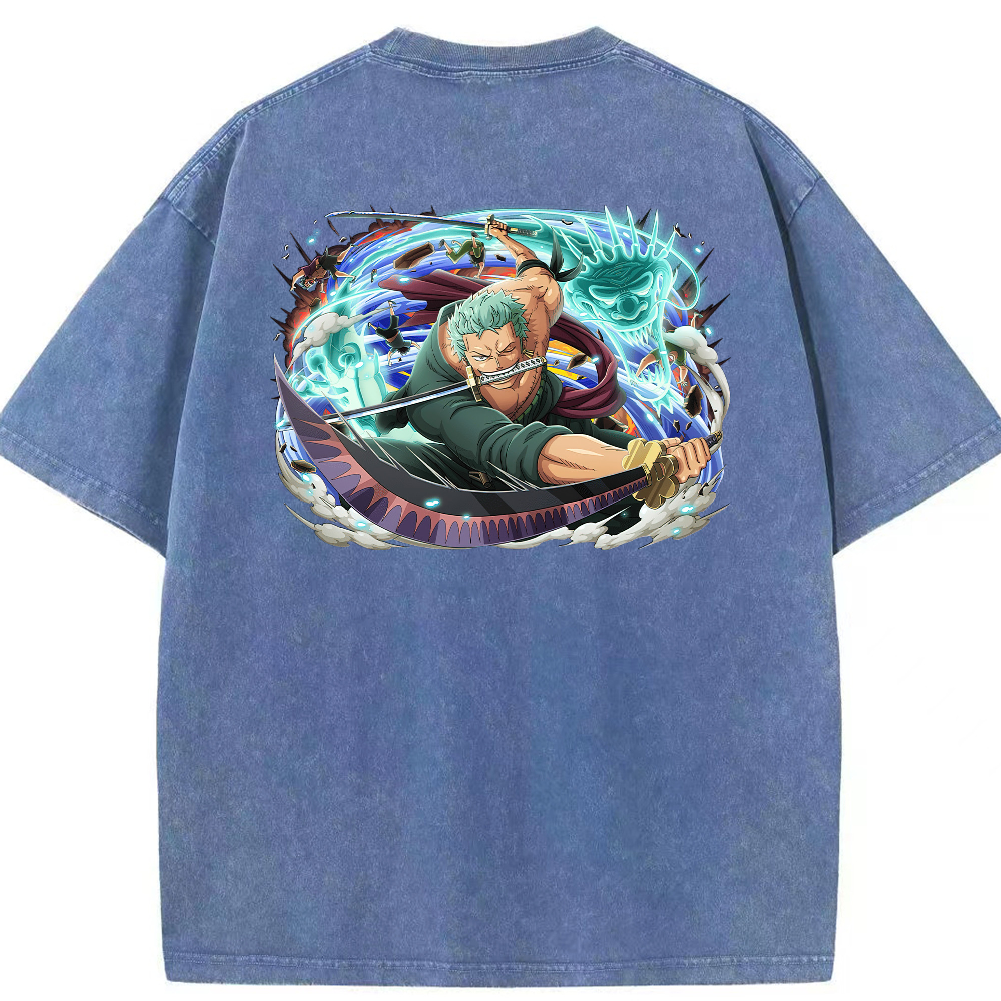 ワンピース ロロノア・ゾロ ONE PIECE Roronoa Zoro 綿100% ヴィンテージ風 半袖Tシャツ（背面プリント）