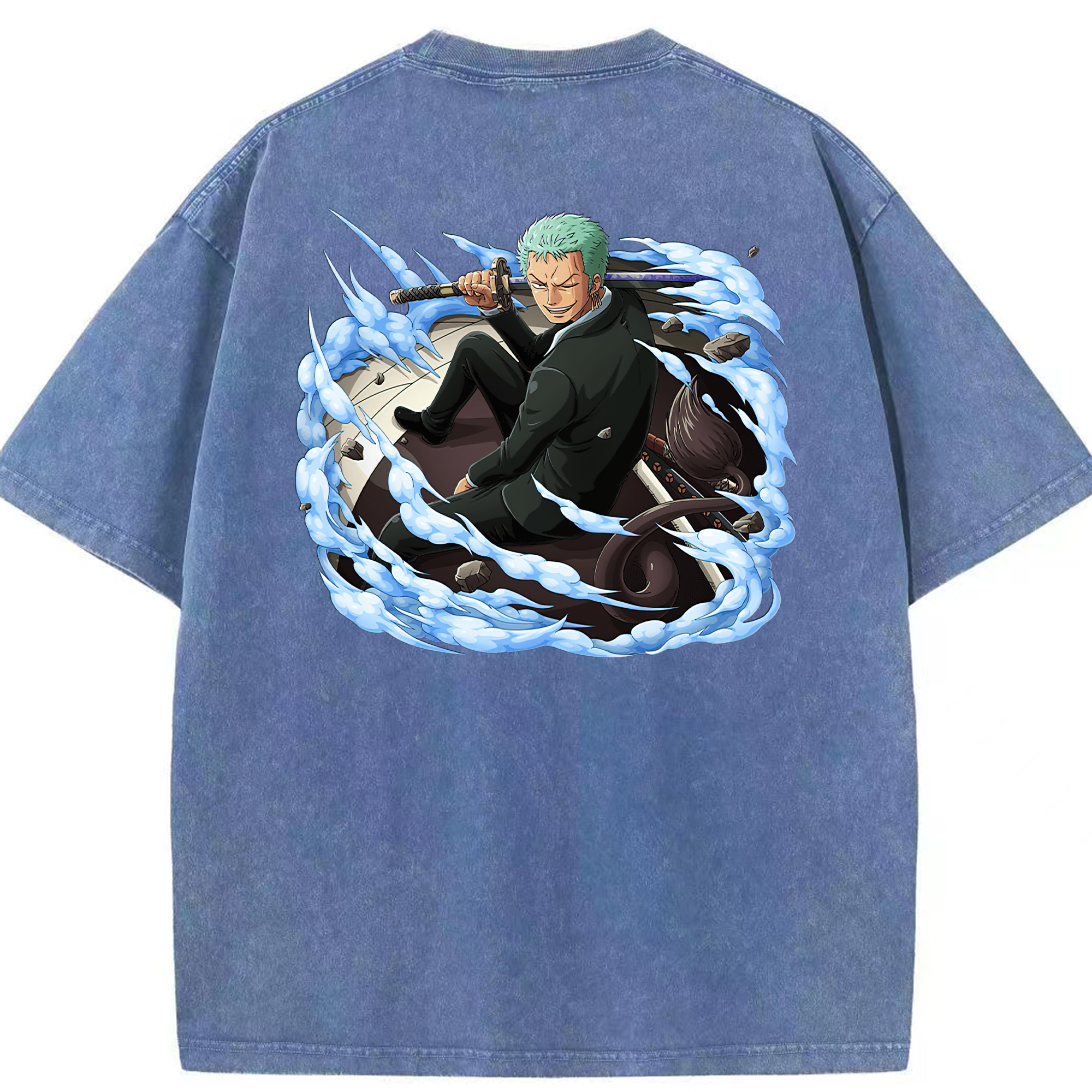 ワンピース ロロノア・ゾロ ONE PIECE Roronoa Zoro 綿100% ヴィンテージ風 半袖Tシャツ（背面プリント）