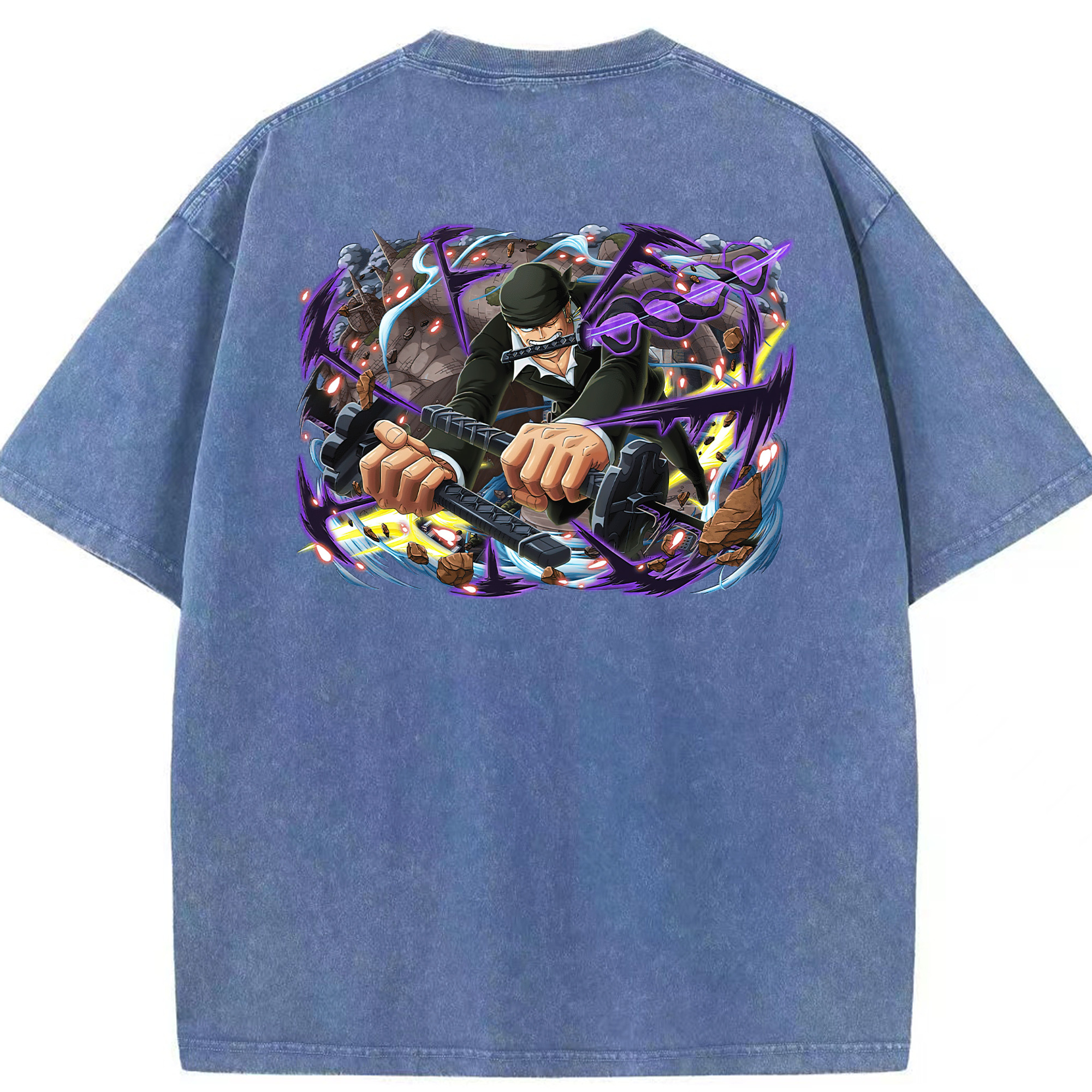 ワンピース ロロノア・ゾロ ONE PIECE Roronoa Zoro 綿100% ヴィンテージ風 半袖Tシャツ（背面プリント）