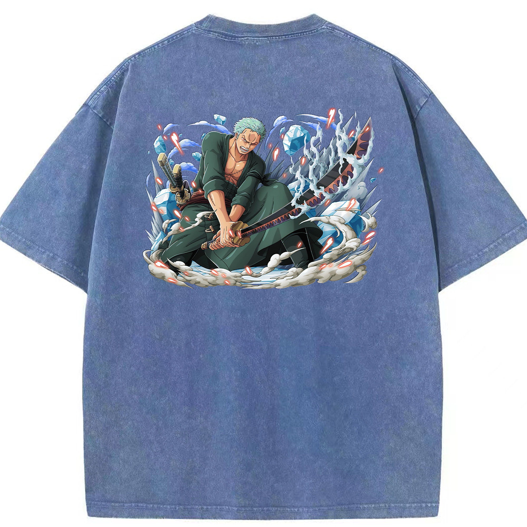 ワンピース ロロノア・ゾロ ONE PIECE Roronoa Zoro 綿100% ヴィンテージ風 半袖Tシャツ（背面プリント）