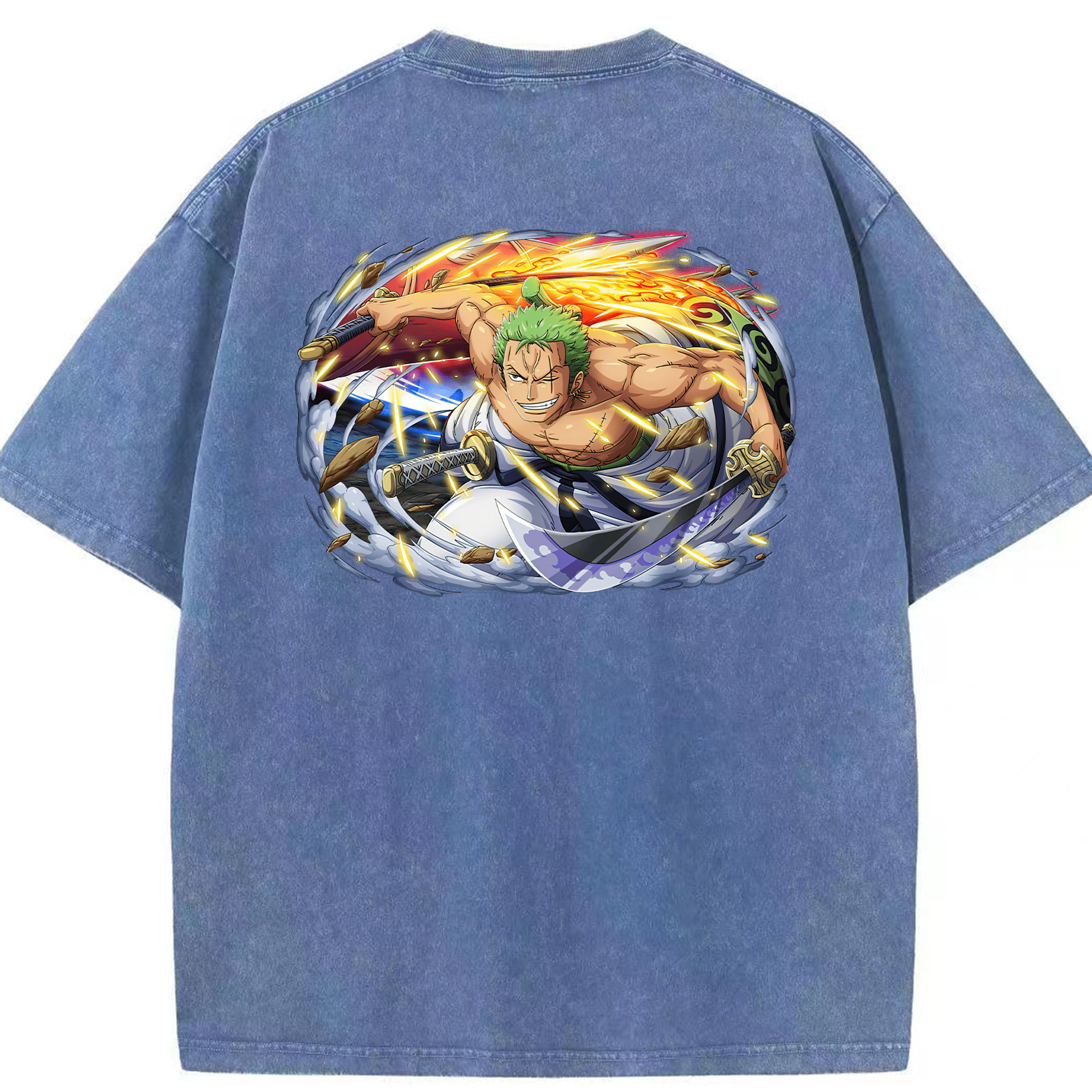 ワンピース ロロノア・ゾロ ONE PIECE Roronoa Zoro 綿100% ヴィンテージ風 半袖Tシャツ（背面プリント）