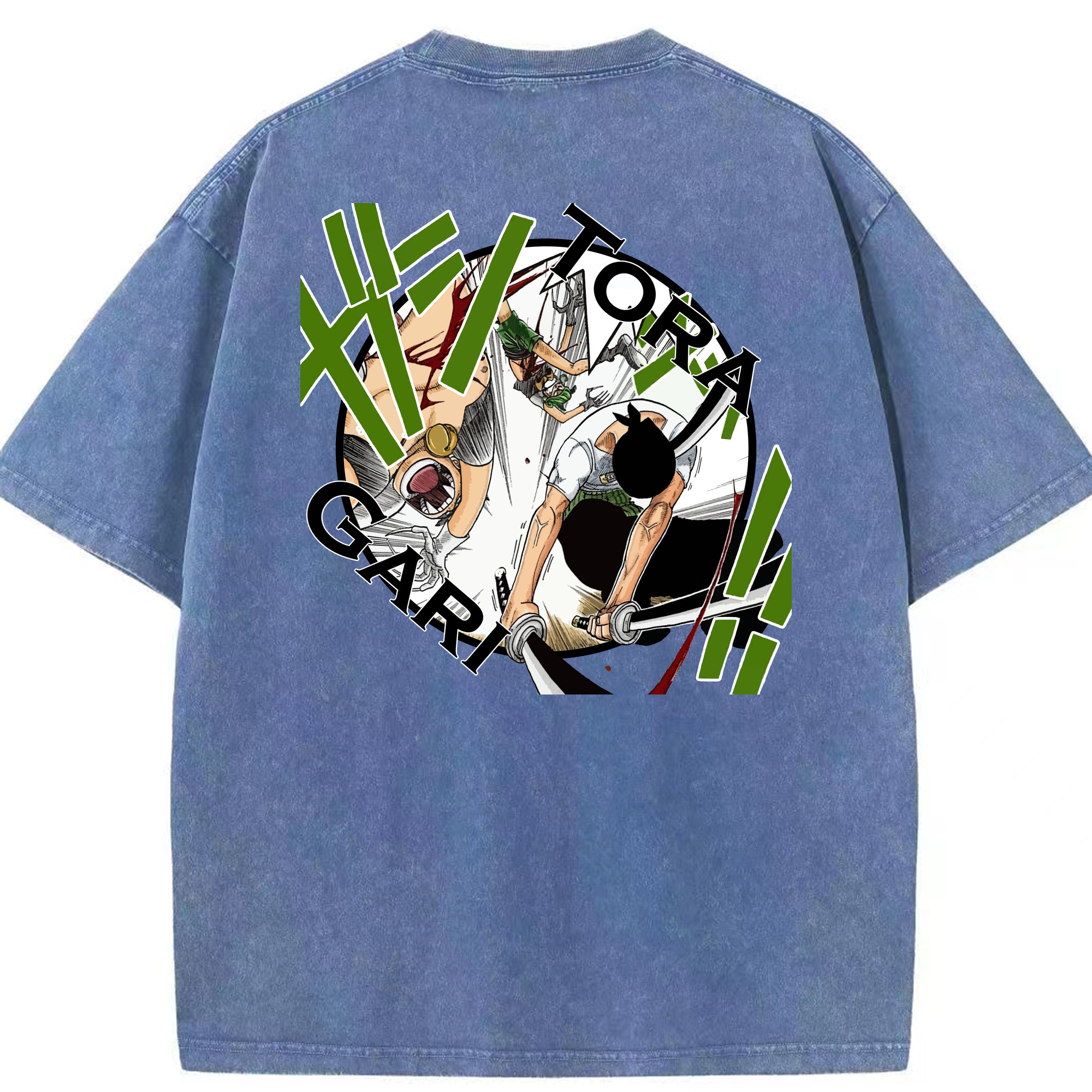 ワンピース ロロノア・ゾロ ONE PIECE Roronoa Zoro 綿100% ヴィンテージ風 半袖Tシャツ（背面プリント）