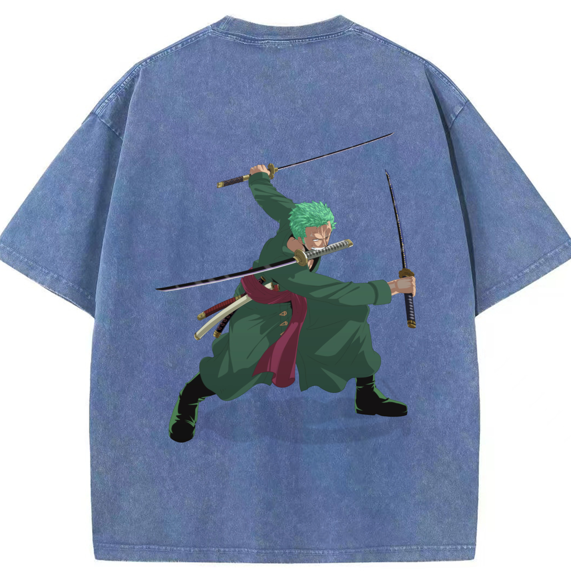 ワンピース ロロノア・ゾロ ONE PIECE Roronoa Zoro 綿100% ヴィンテージ風 半袖Tシャツ（背面プリント）