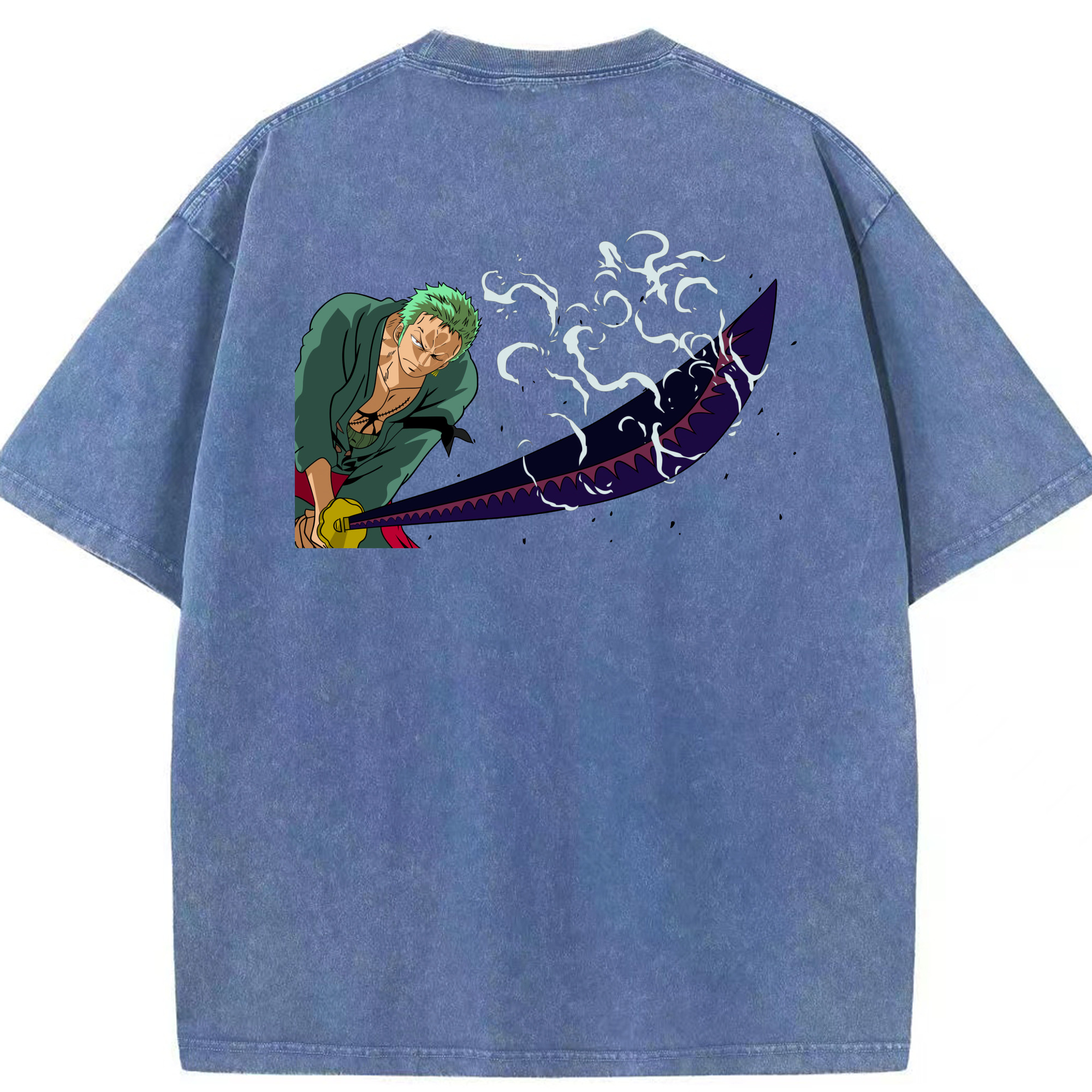 ワンピース ロロノア・ゾロ ONE PIECE Roronoa Zoro 綿100% ヴィンテージ風 半袖Tシャツ（背面プリント）