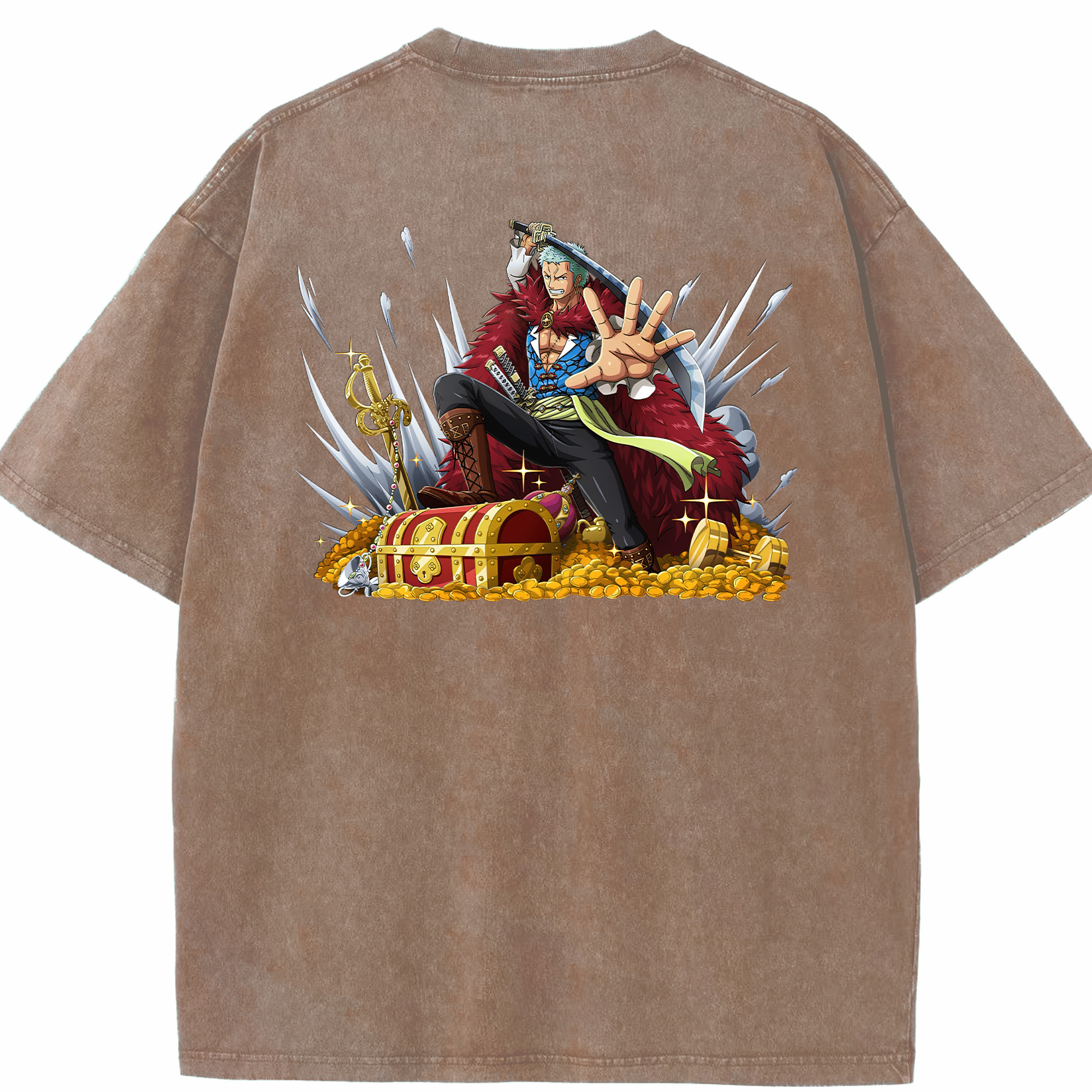 ワンピース ロロノア・ゾロ ONE PIECE Roronoa Zoro 綿100% ヴィンテージ風 半袖Tシャツ（背面プリント）