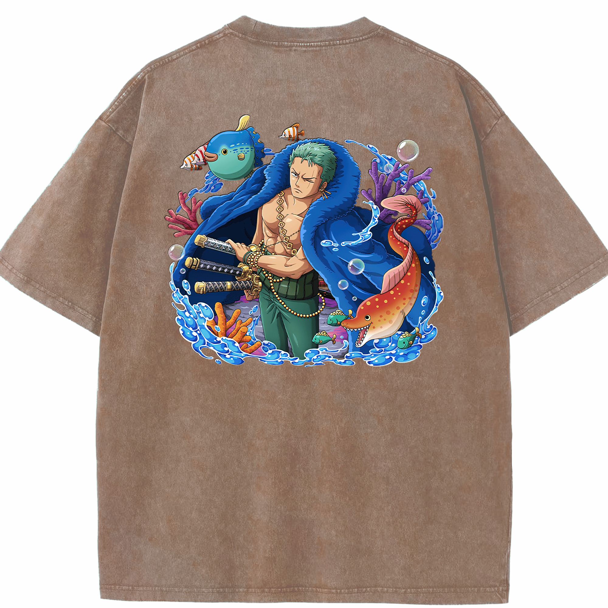 ワンピース ロロノア・ゾロ ONE PIECE Roronoa Zoro 綿100% ヴィンテージ風 半袖Tシャツ（背面プリント）