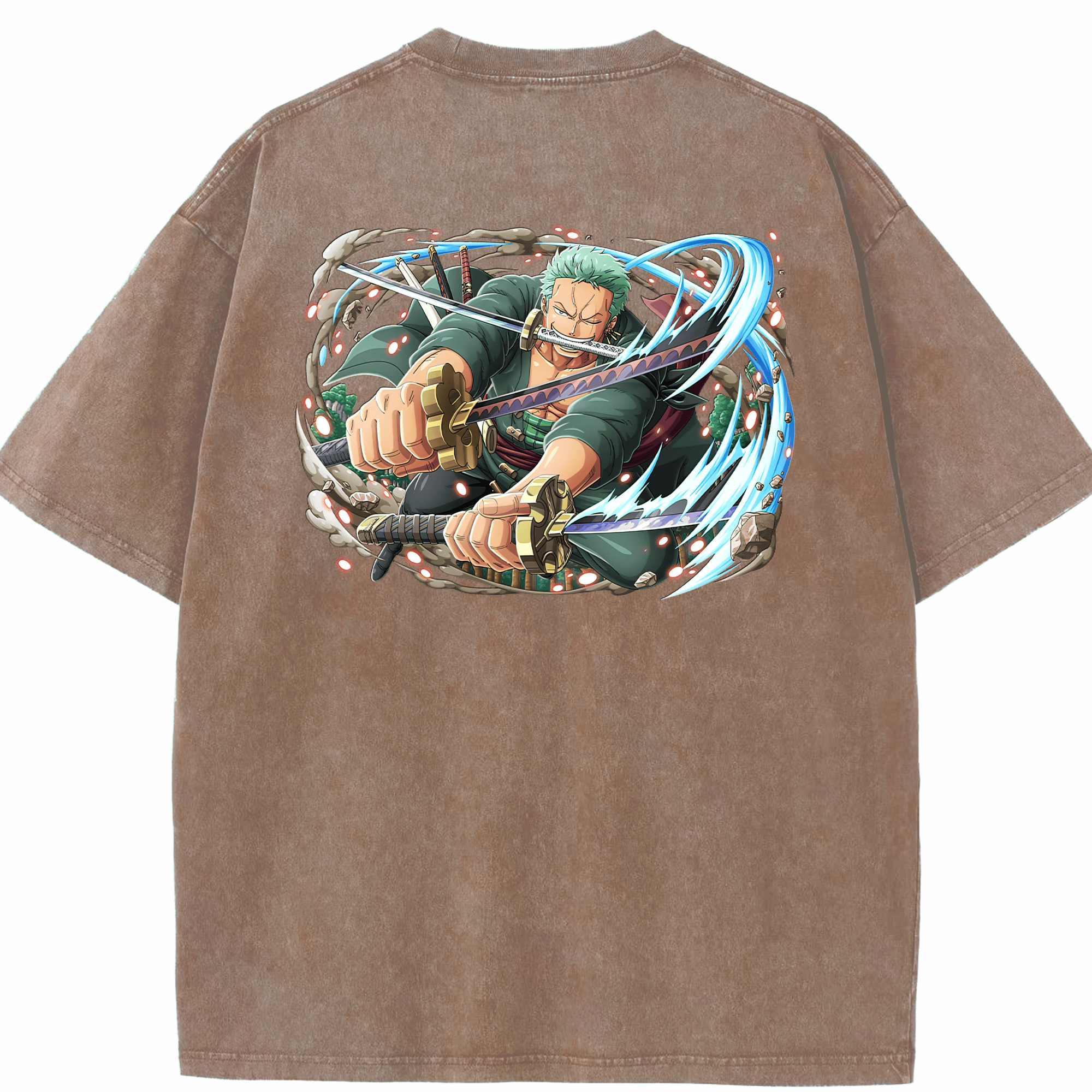 ワンピース ロロノア・ゾロ ONE PIECE Roronoa Zoro 綿100% ヴィンテージ風 半袖Tシャツ（背面プリント）
