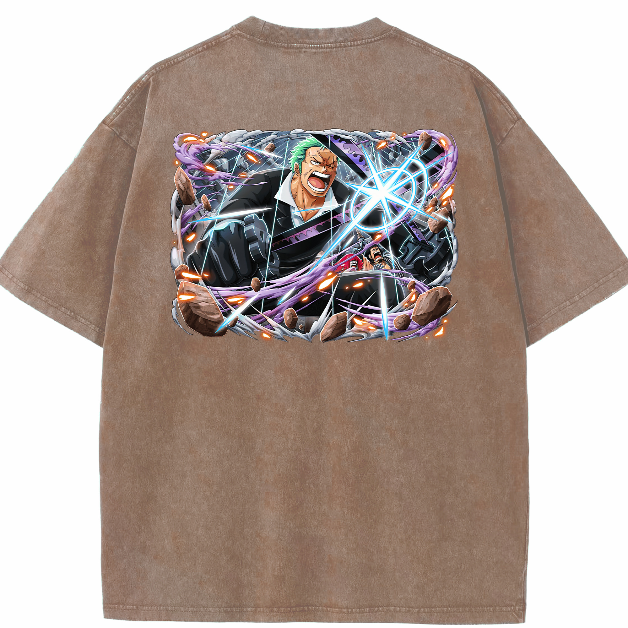 ワンピース ロロノア・ゾロ ONE PIECE Roronoa Zoro 綿100% ヴィンテージ風 半袖Tシャツ（背面プリント）