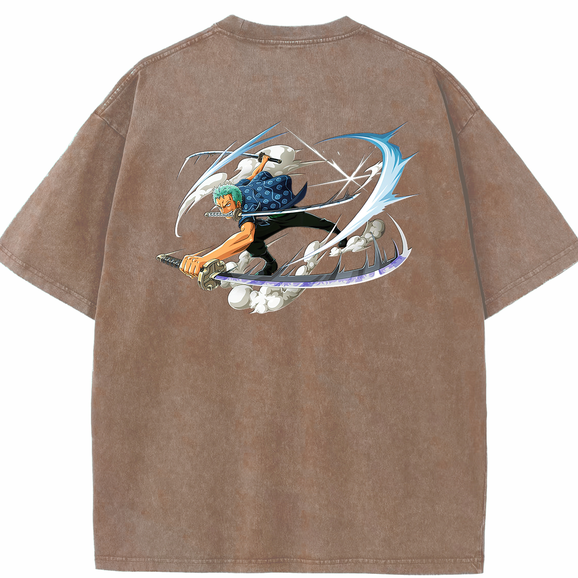 ワンピース ロロノア・ゾロ ONE PIECE Roronoa Zoro 綿100% ヴィンテージ風 半袖Tシャツ（背面プリント）